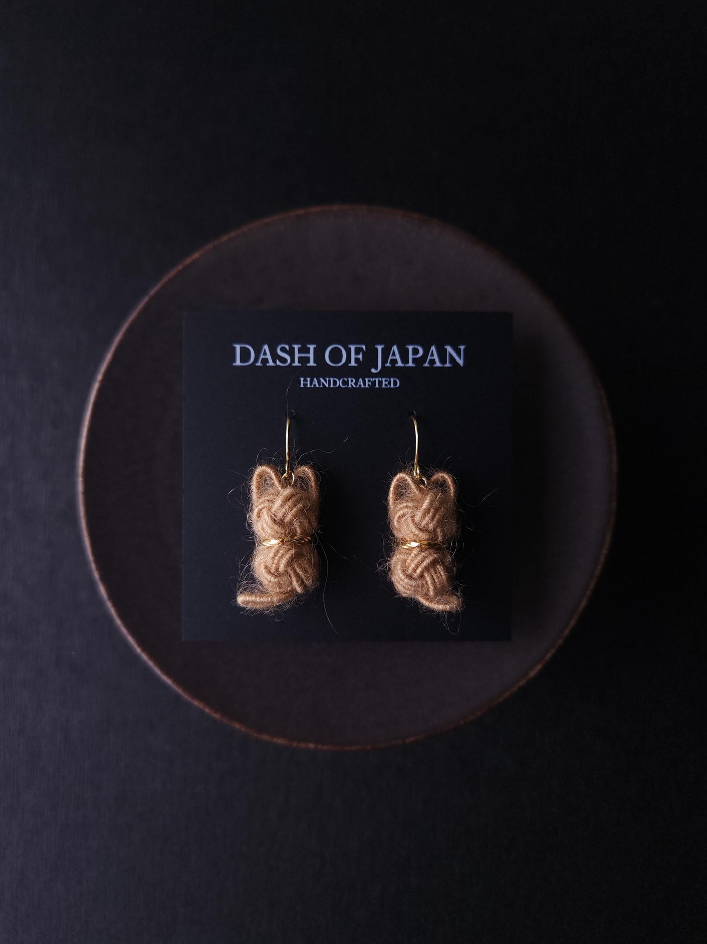 Fluffy Cat Earrings - Light Brown
