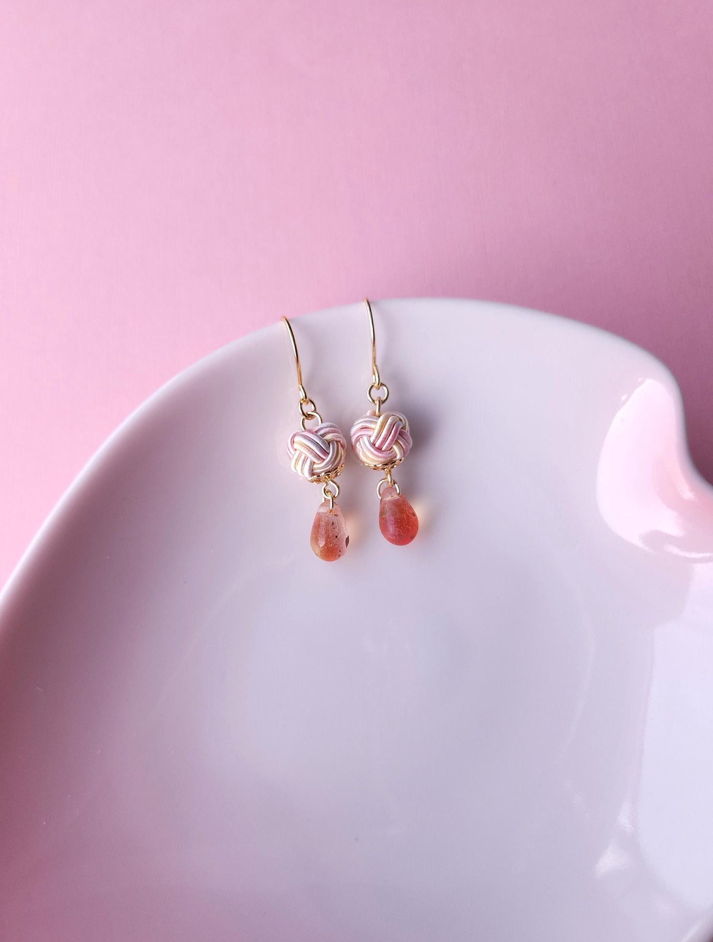 Simple Drop Earrings - Sakura Pink