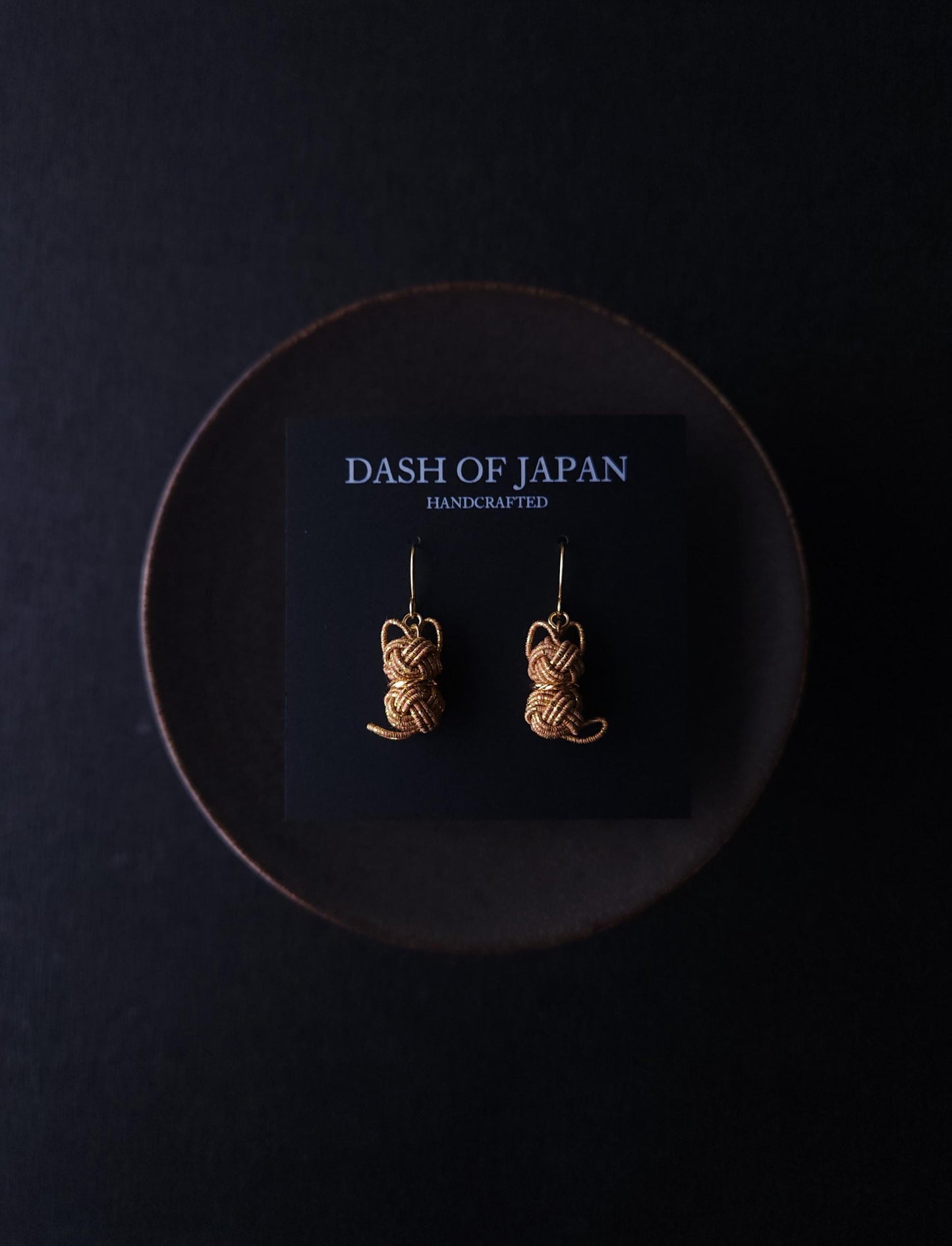 Cat Earrings - Brown Gold