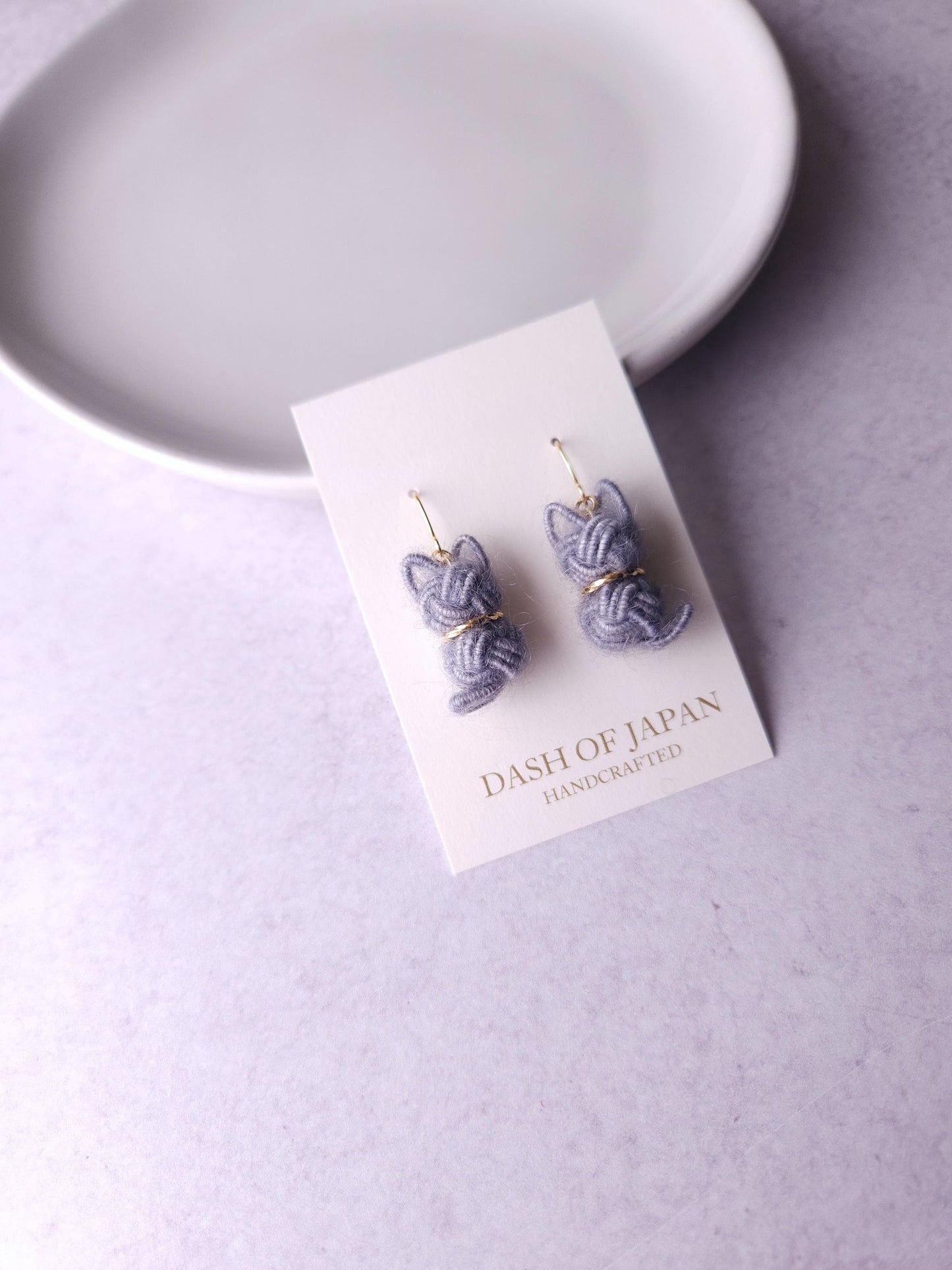 Fluffy Cat Earrings - Gray
