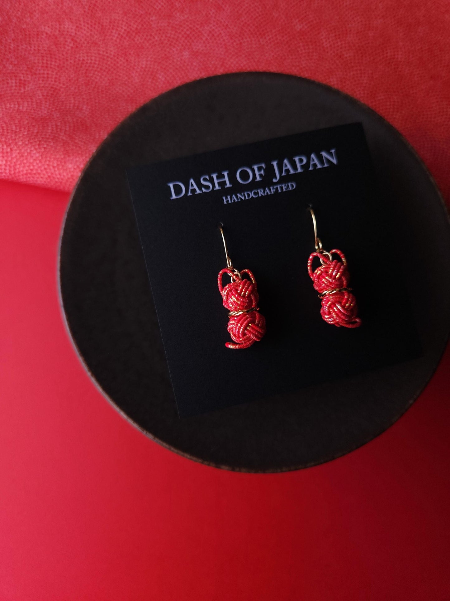 Cat Earrings - Red with Gold Dust