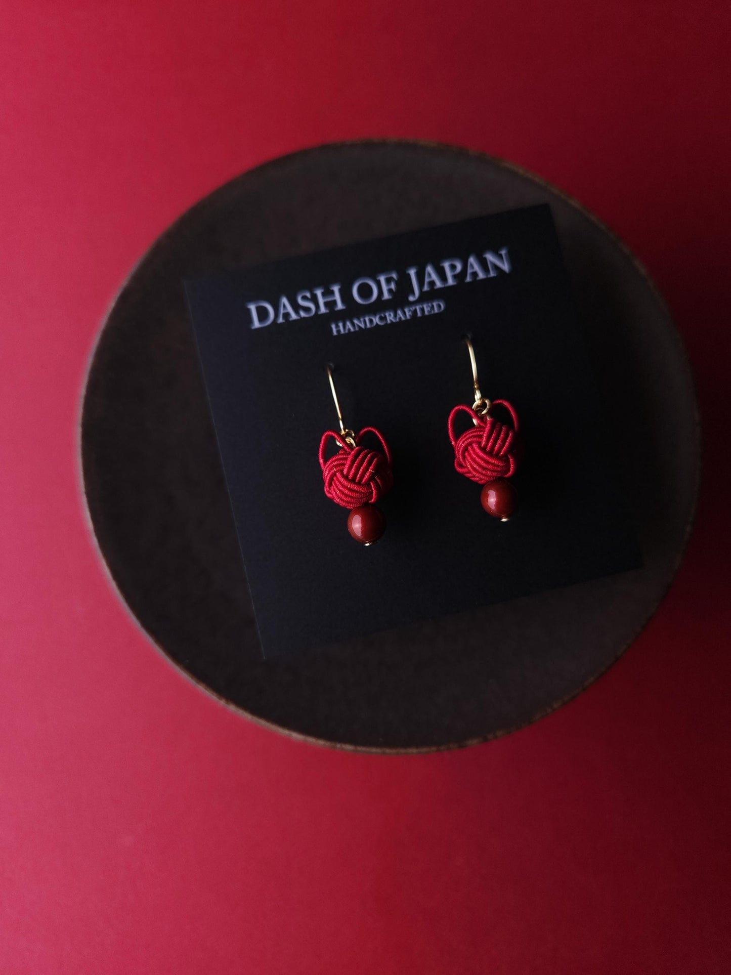 Cat Head Earrings - Dark Red