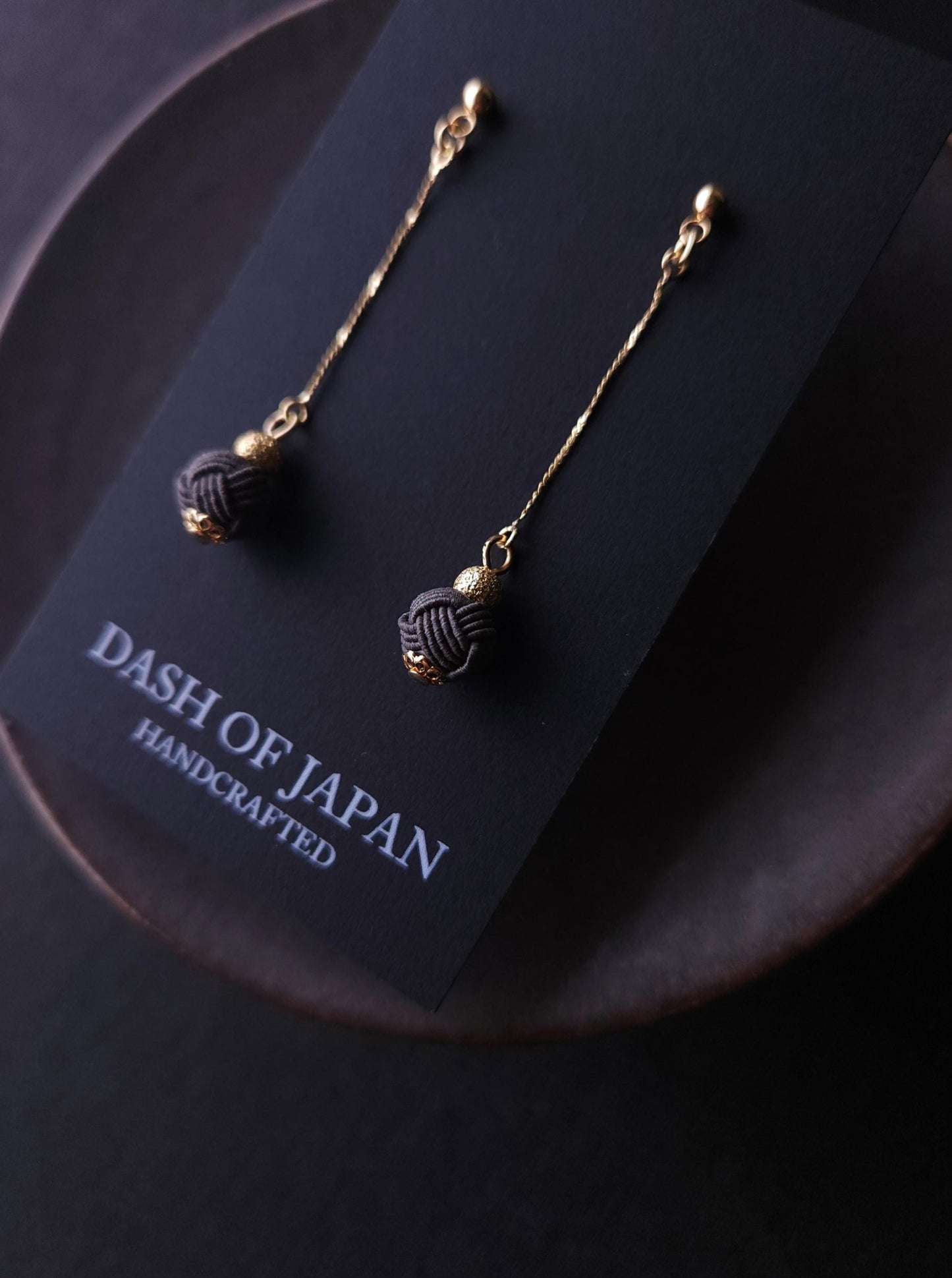 Long Drop Earrings - Charcoal Gray