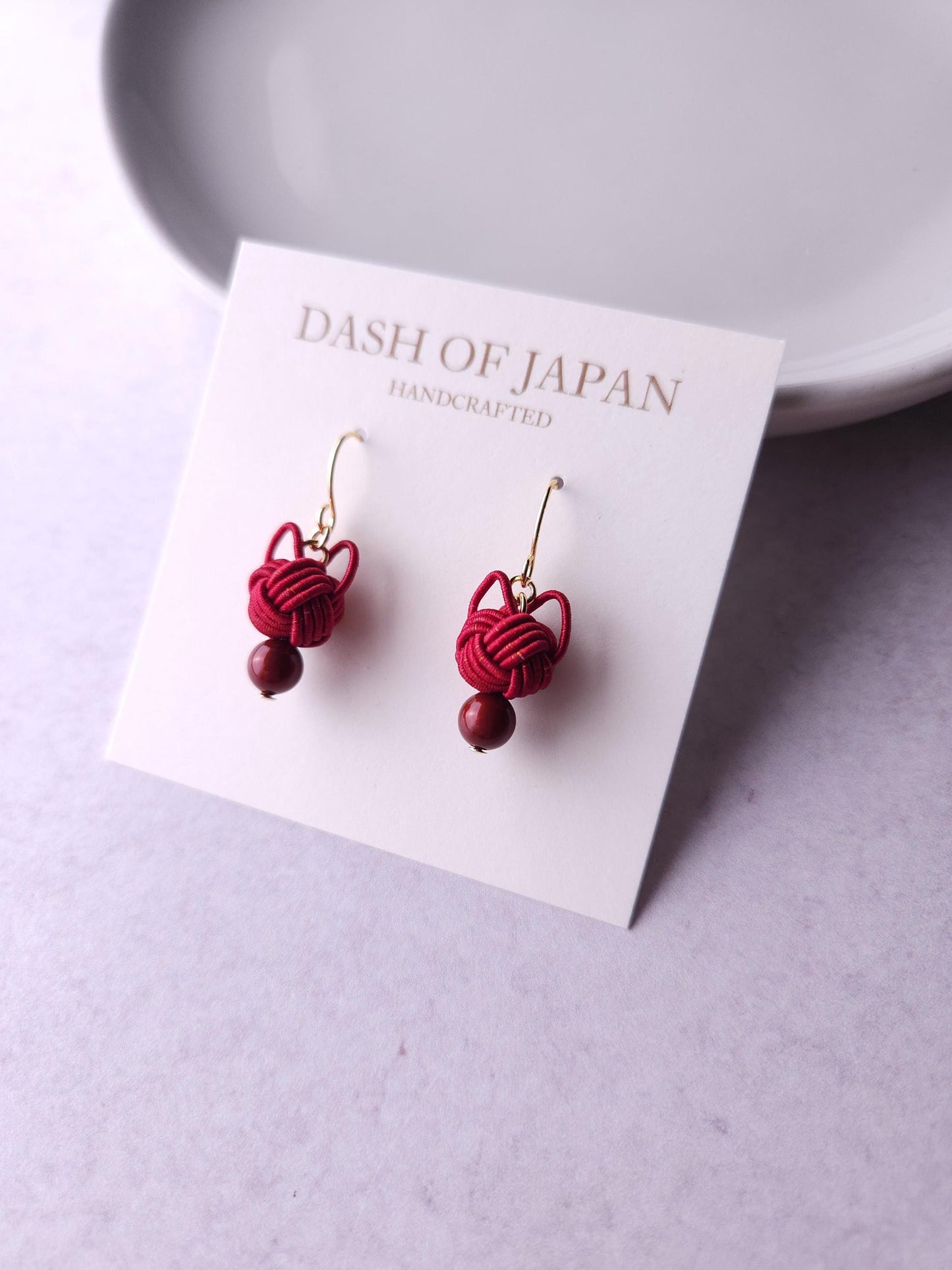 Cat Head Earrings - Dark Red