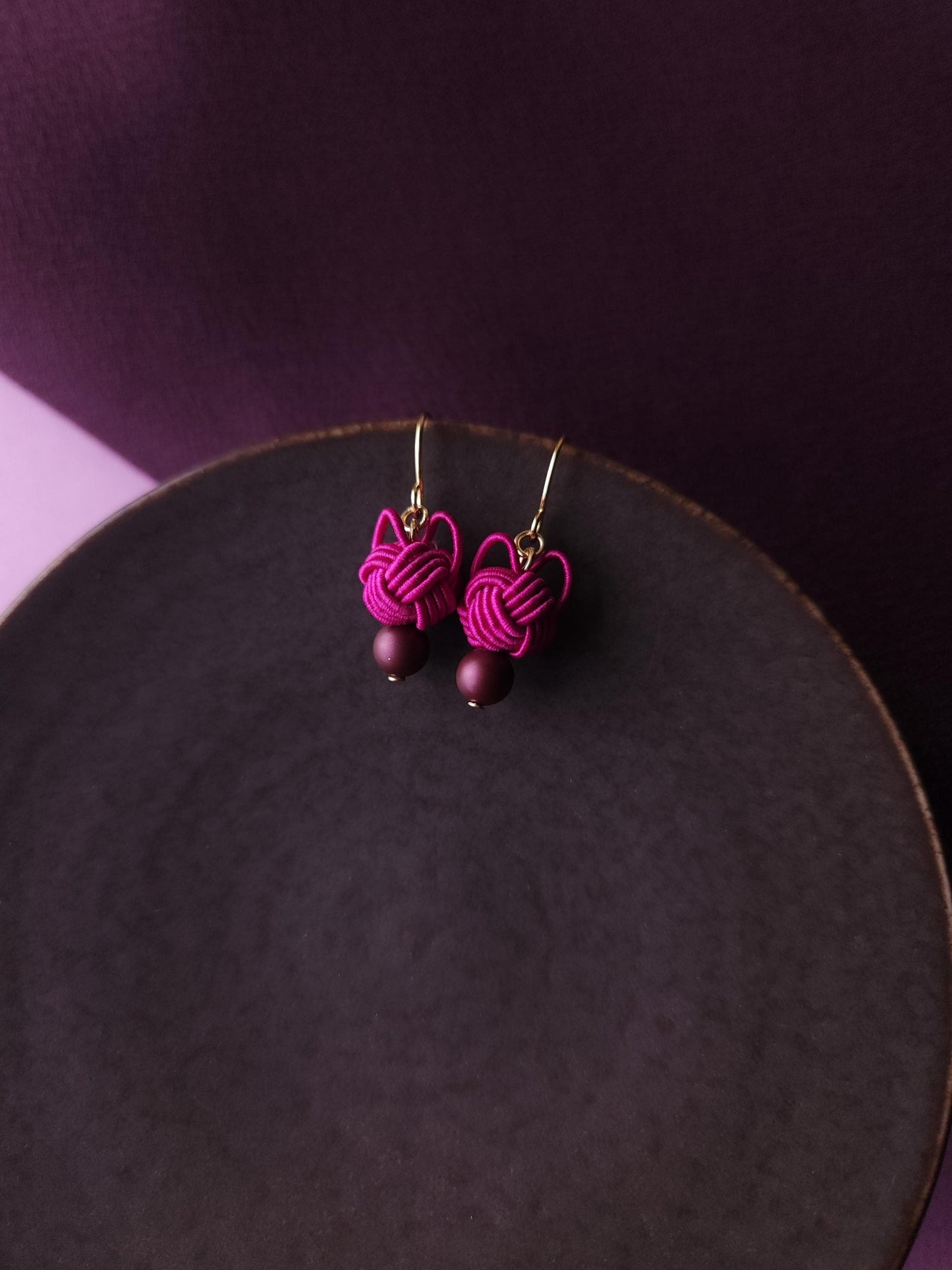 Cat Head Earrings - Magenta Pink