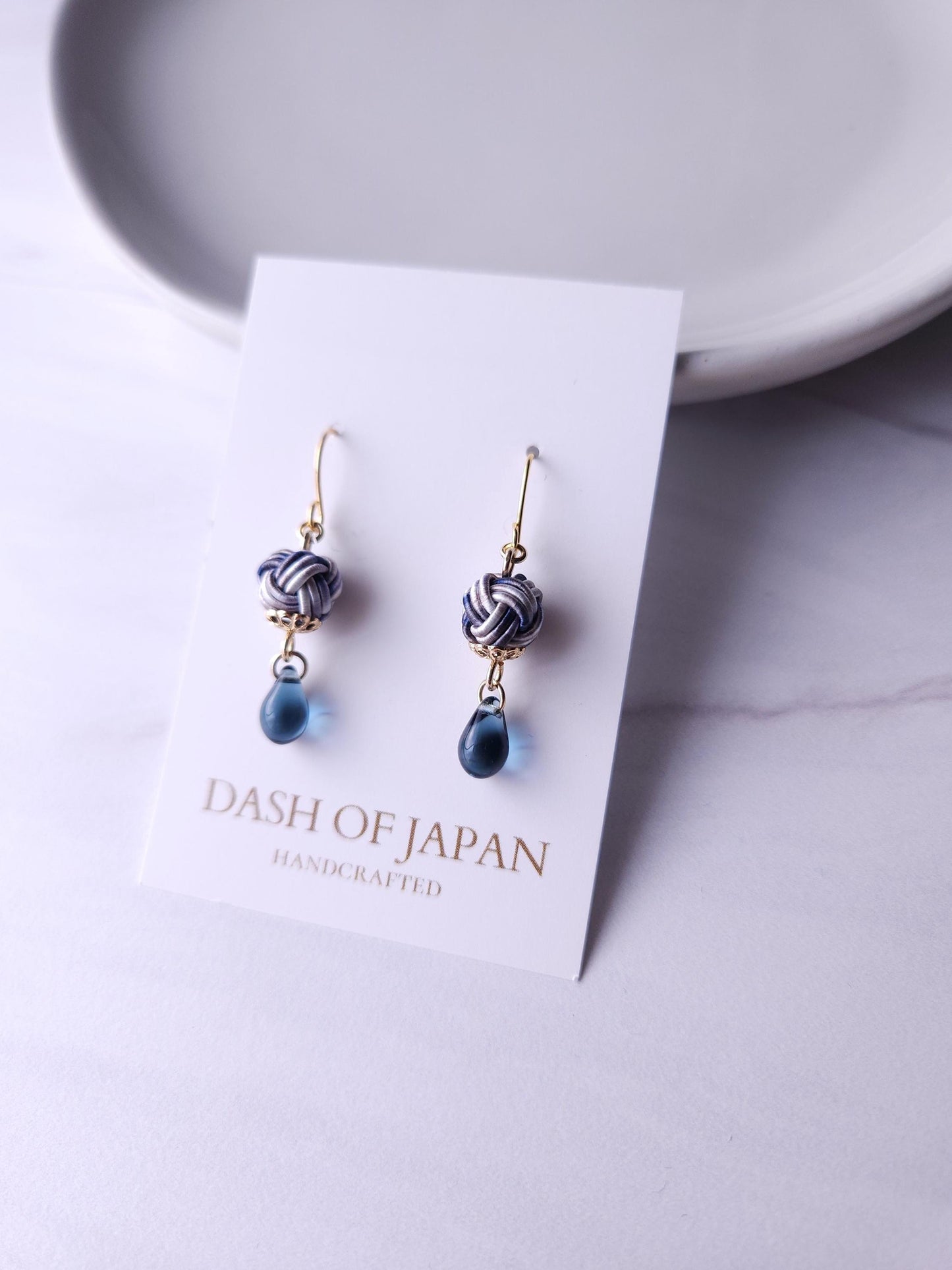 Simple Drop Earrings - Granite Marble