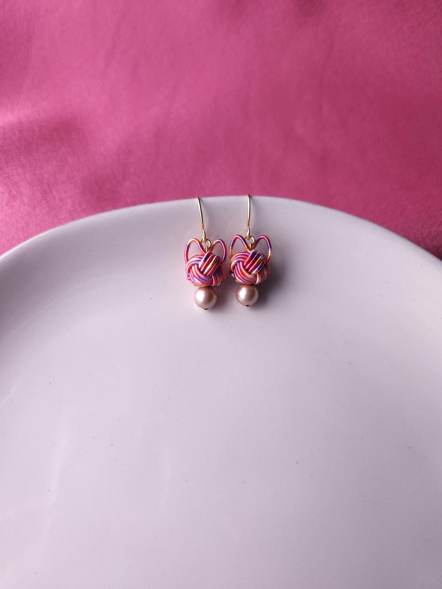 Cat Head Earrings - Pink Mix