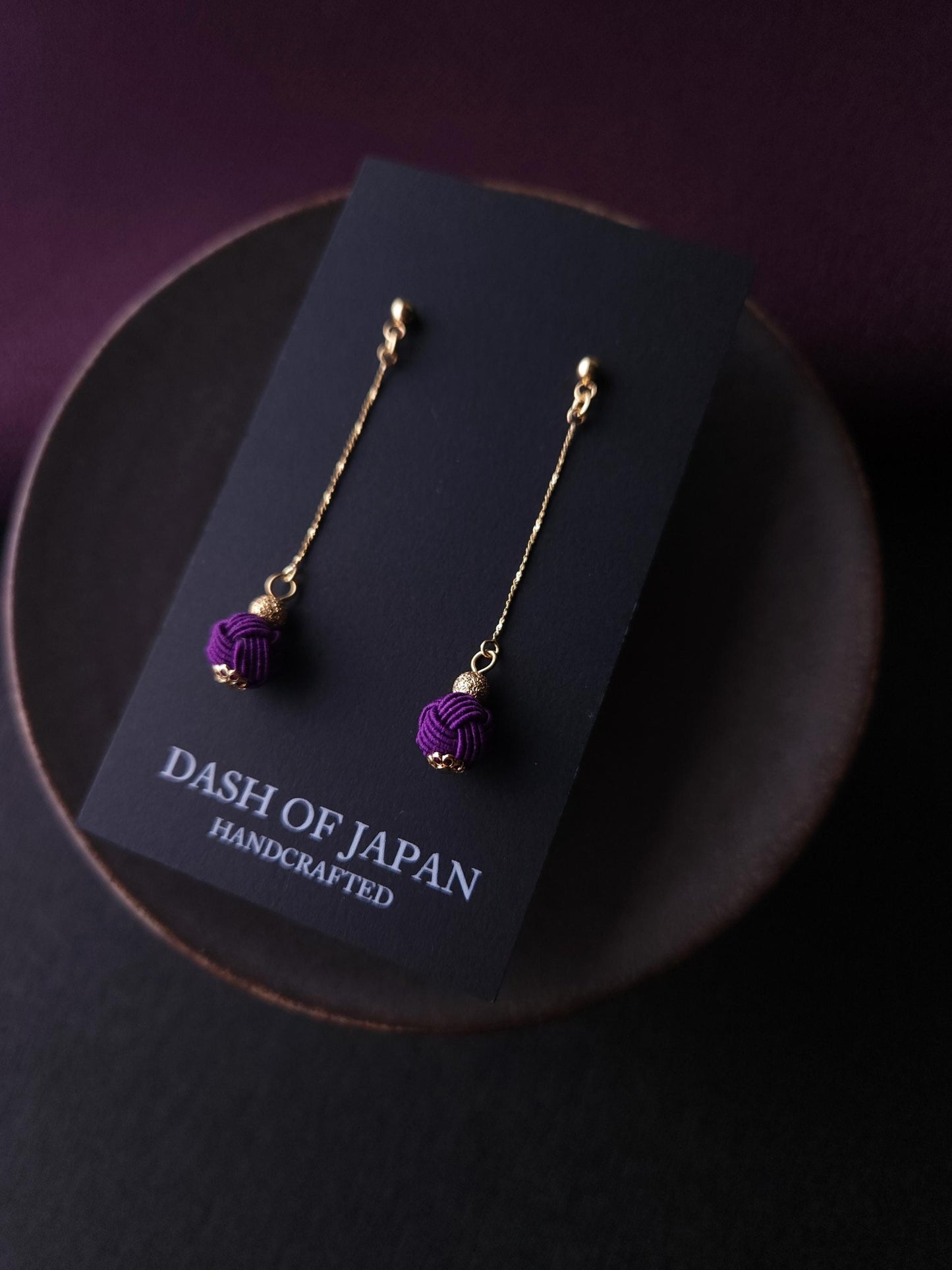 Long Drop Earrings - Purple