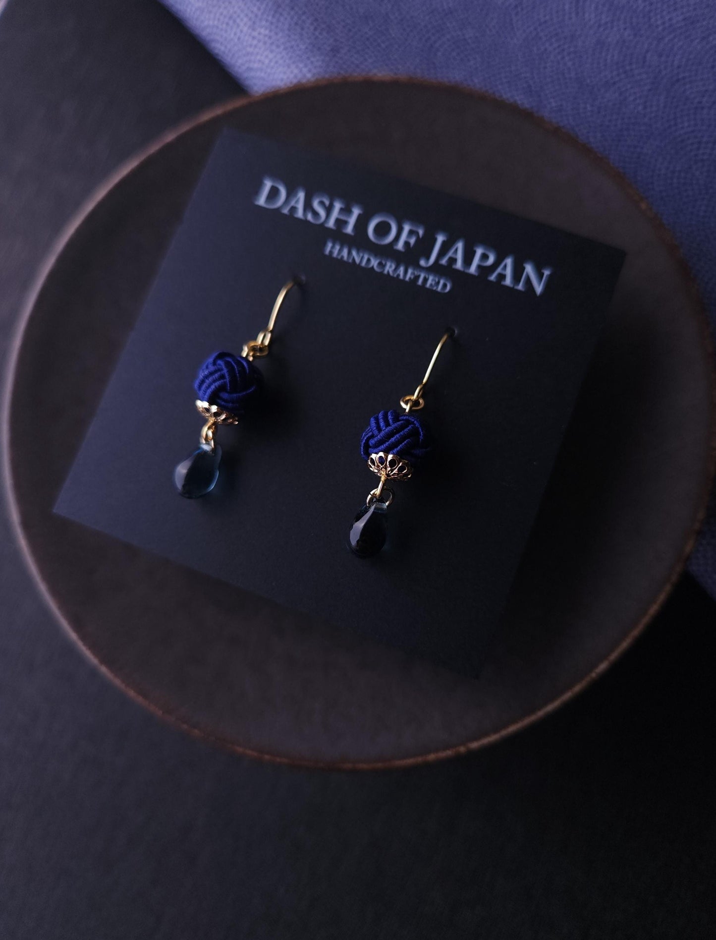Simple Drop Earrings - Navy Blue
