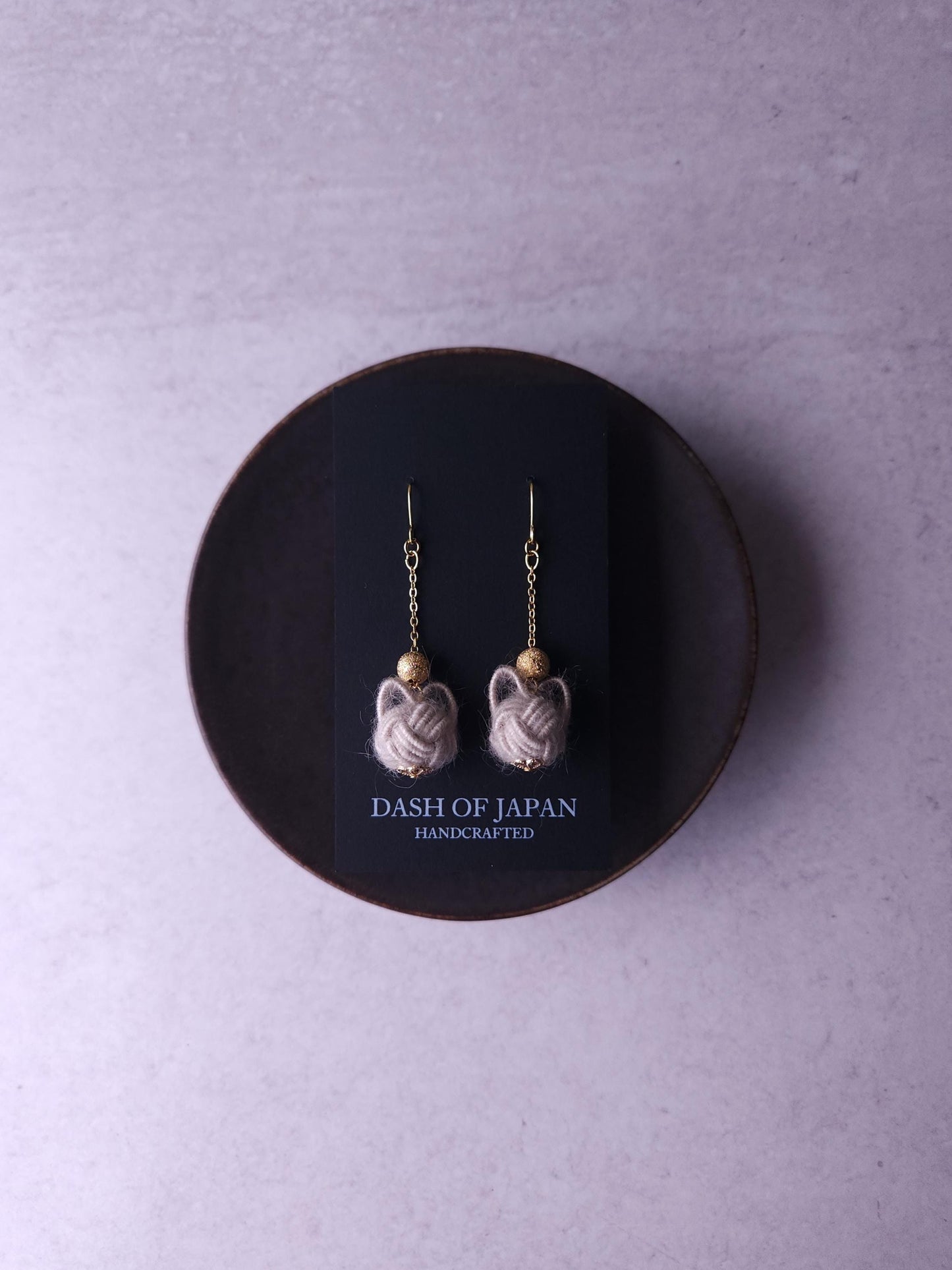 Fluffy Cat Long Earrings - Silver Gray