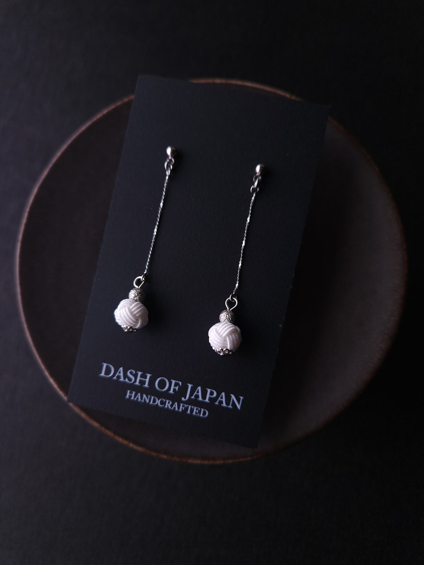 Long Drop Earrings - White