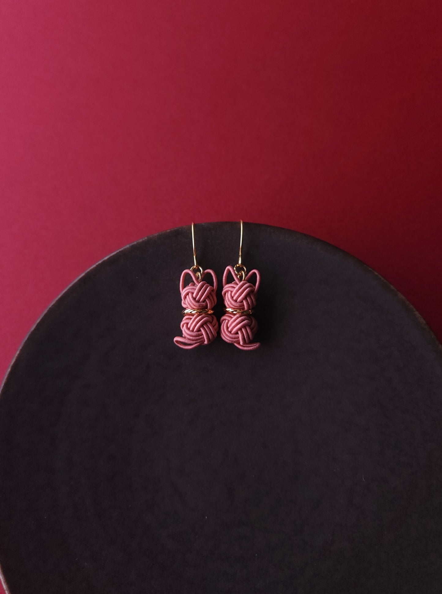 Cat Earrings - Dusty Rose PInk