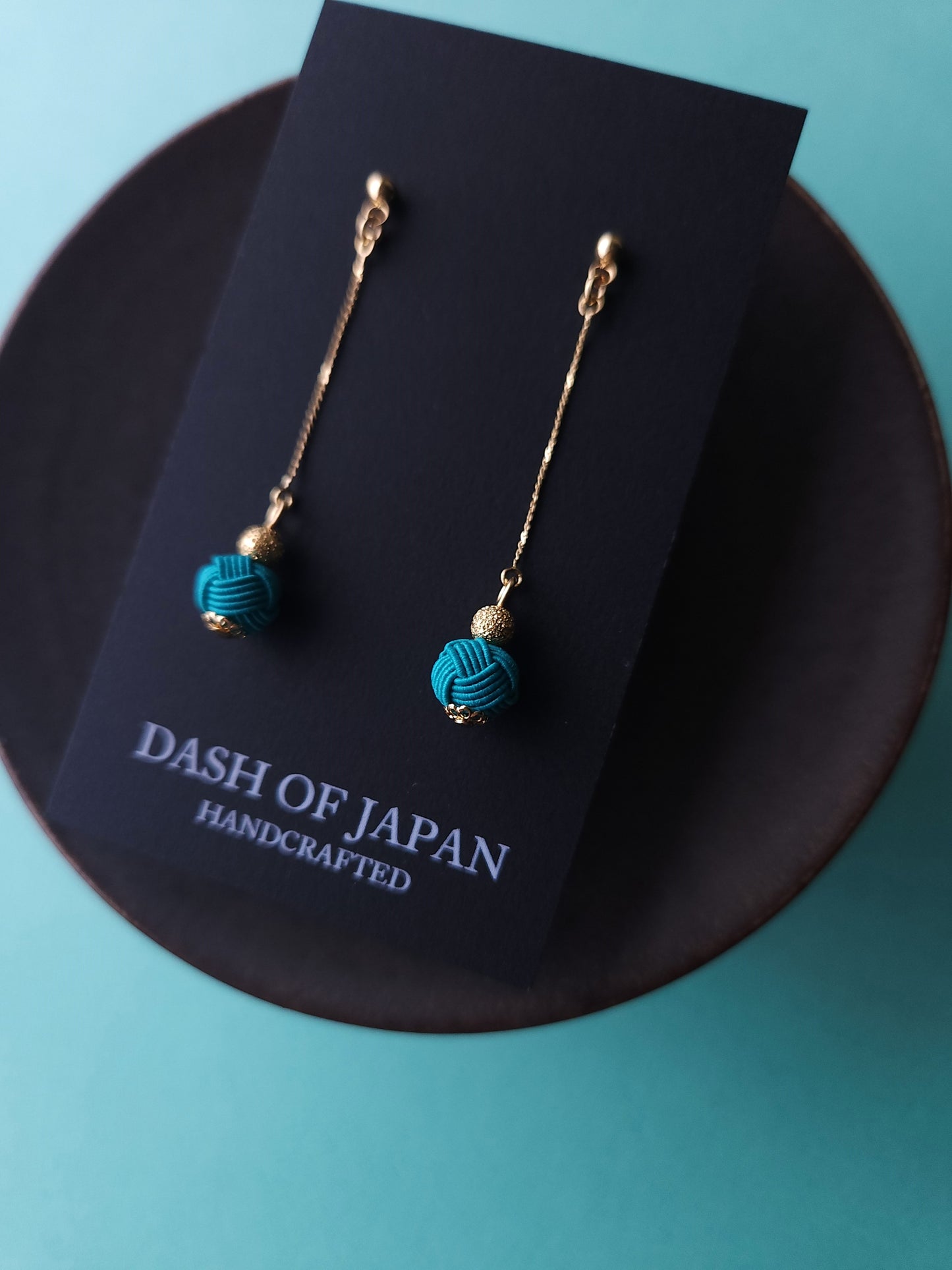 Long Drop Earrings - Peacock Green