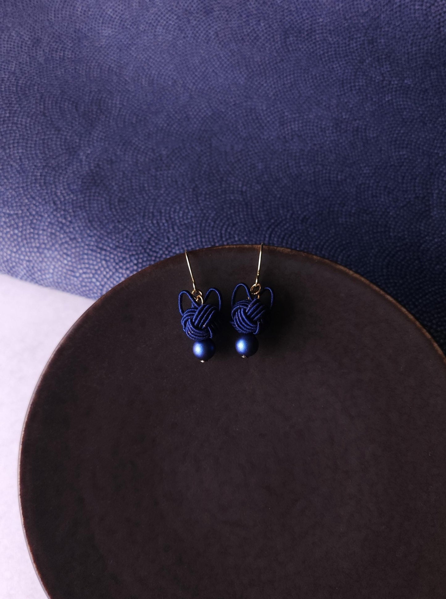 Cat Head Earrings - Navy Blue