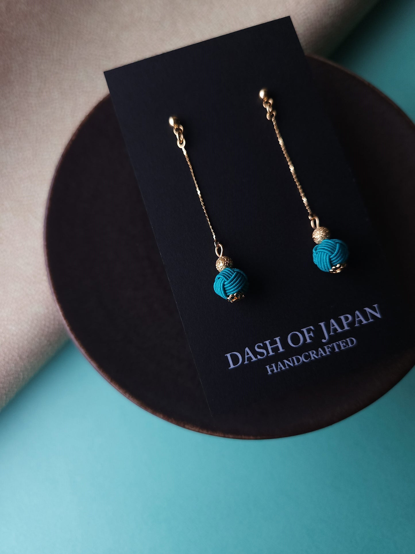 Long Drop Earrings - Peacock Green
