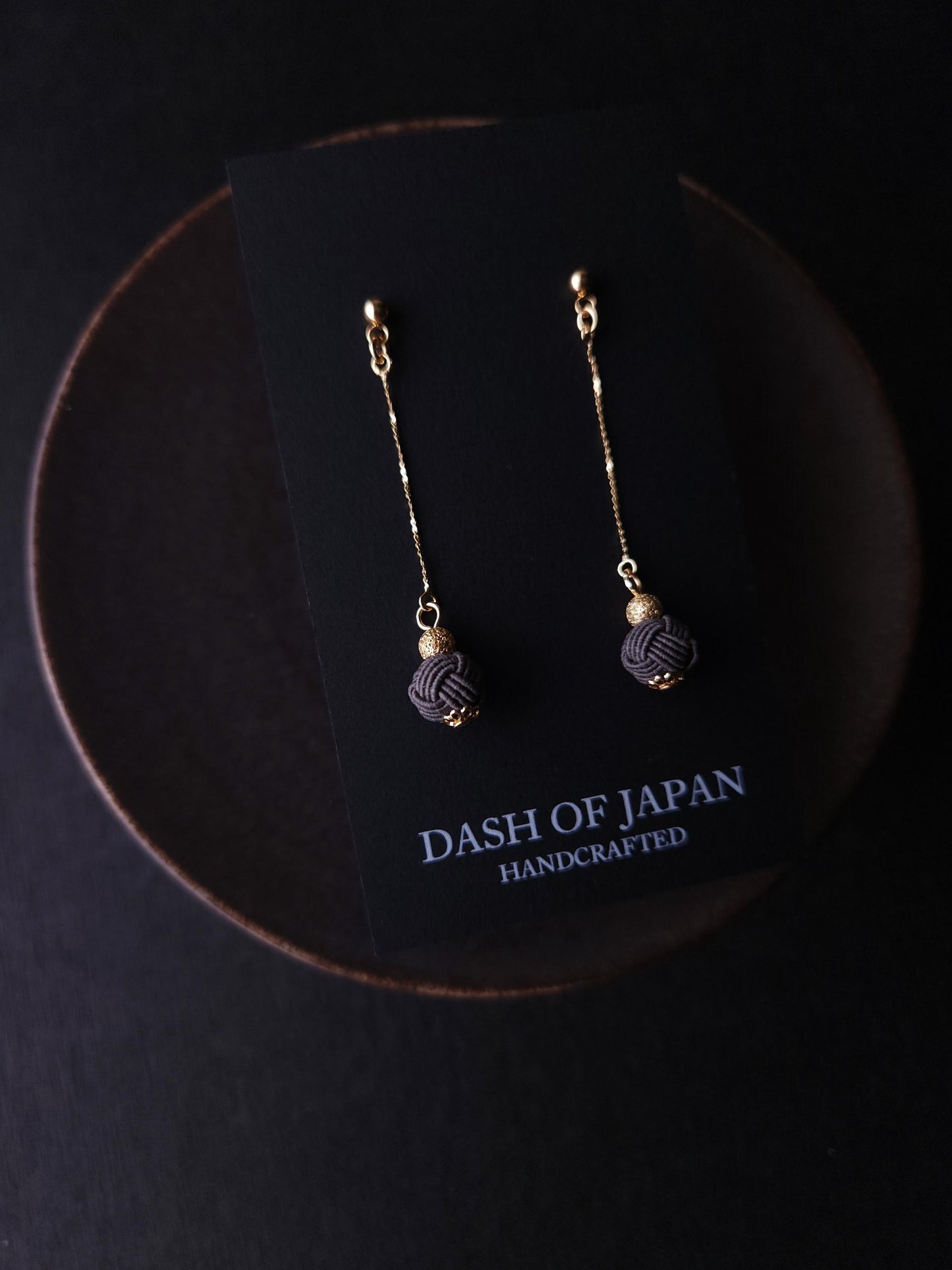 Long Drop Earrings - Charcoal Gray