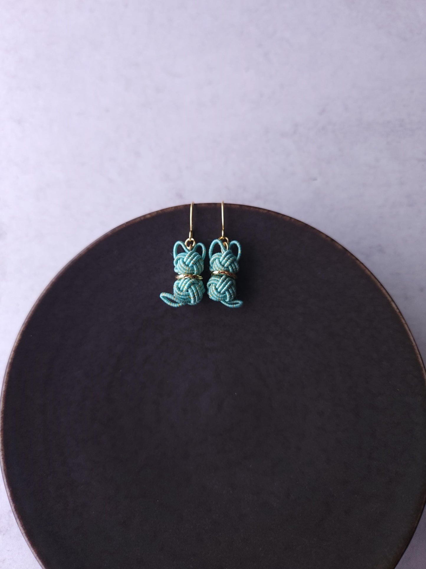 Cat Earrings - Turquoise Blue x Gold