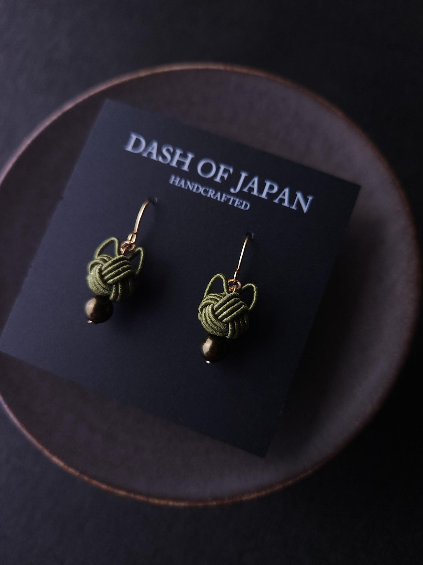 Cat Head Earrings - Olive Green