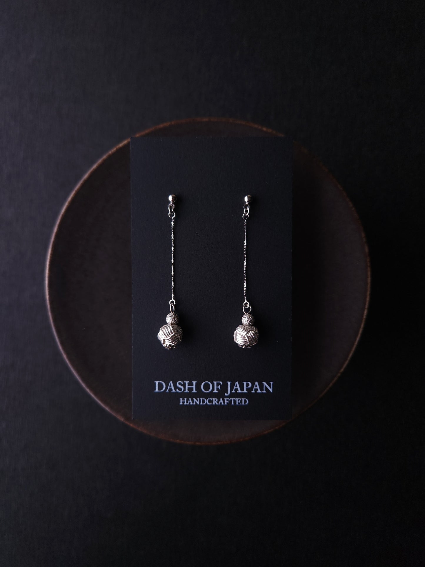Long Drop Earrings - Metallic Silver