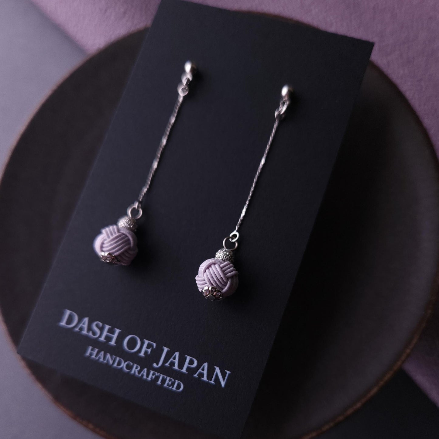 Long Drop Earrings - Lavender Gray