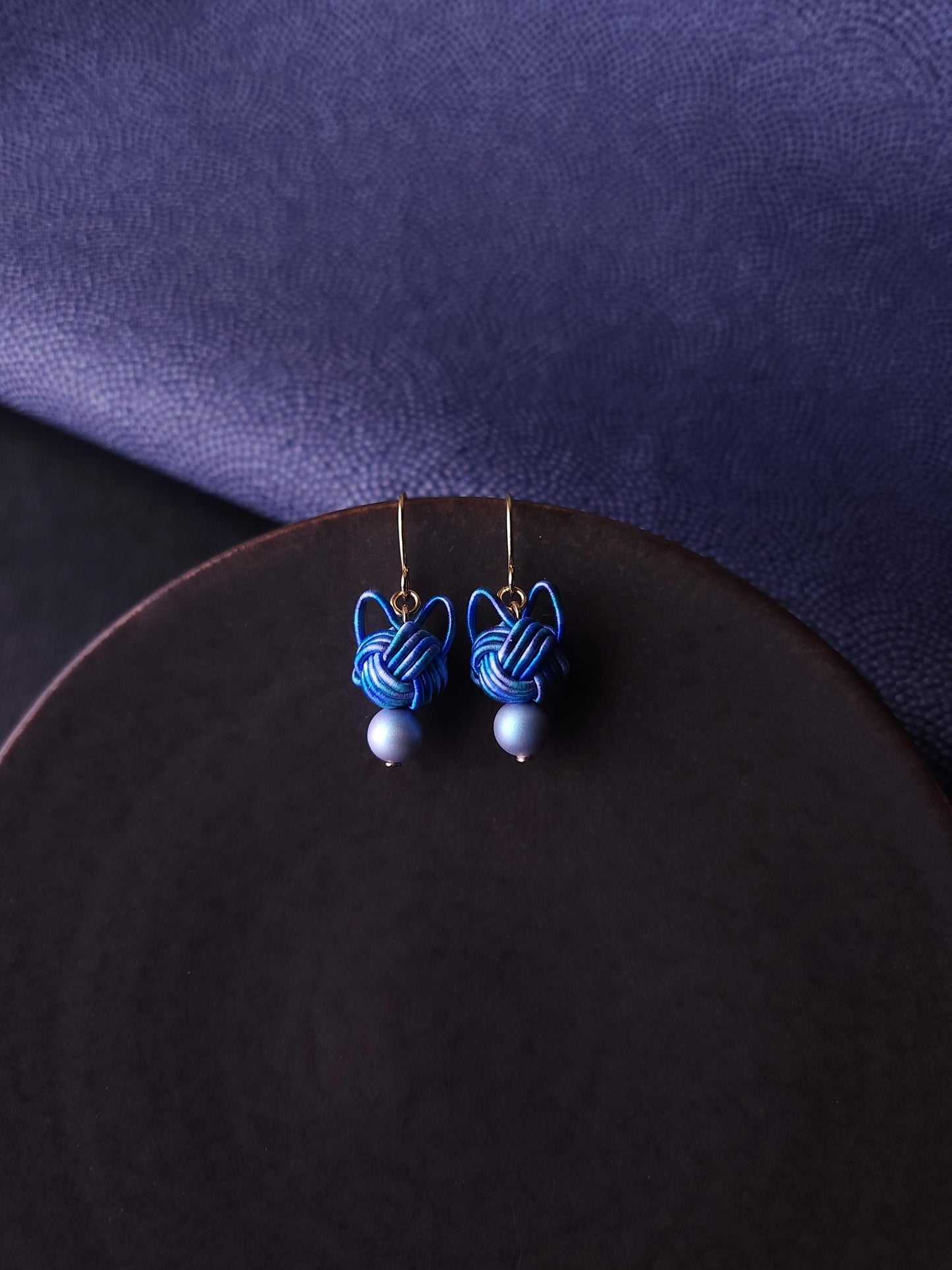 Cat Head Earrings - Blue Mix