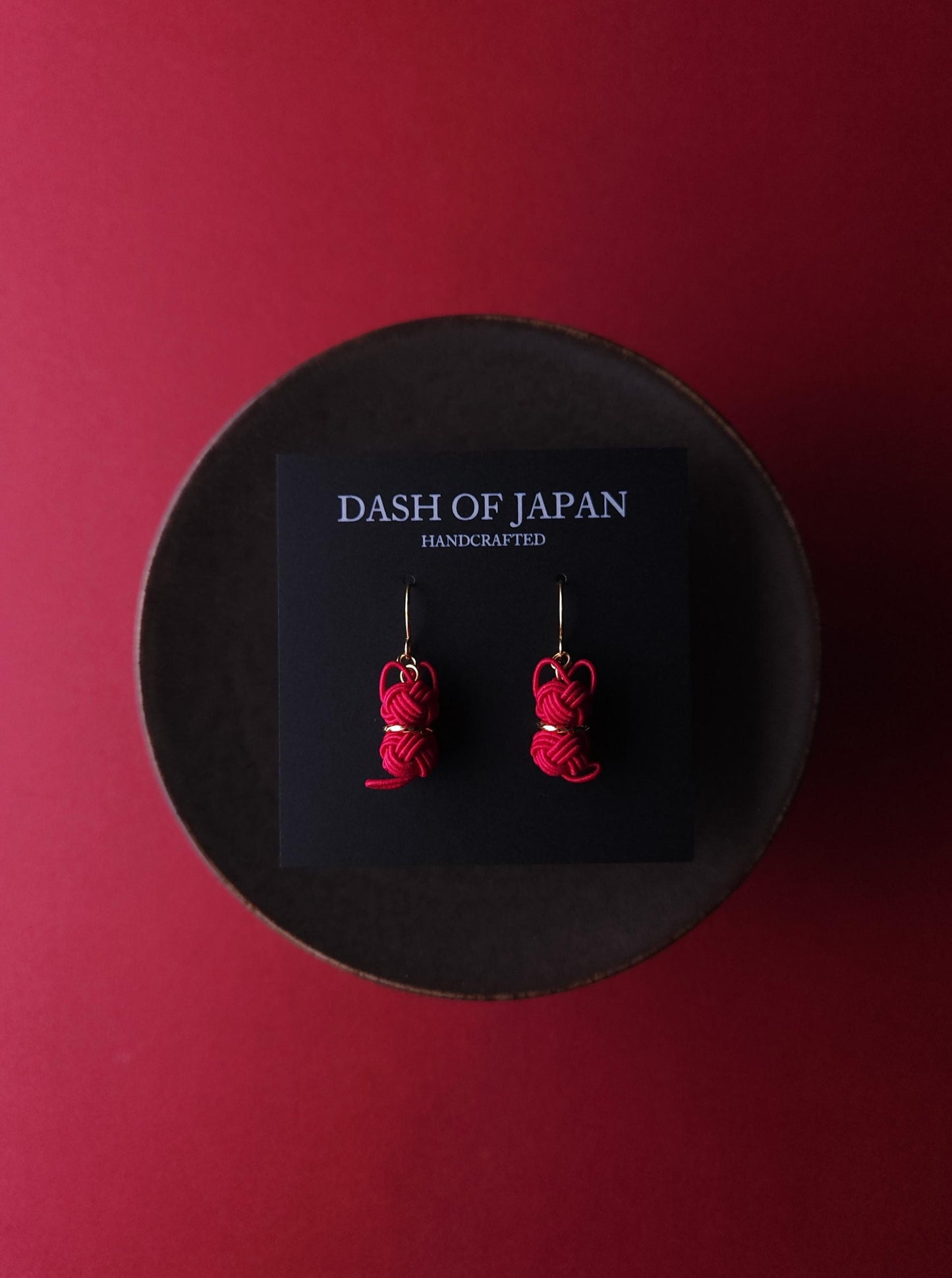 Cat Earrings -Dark Red