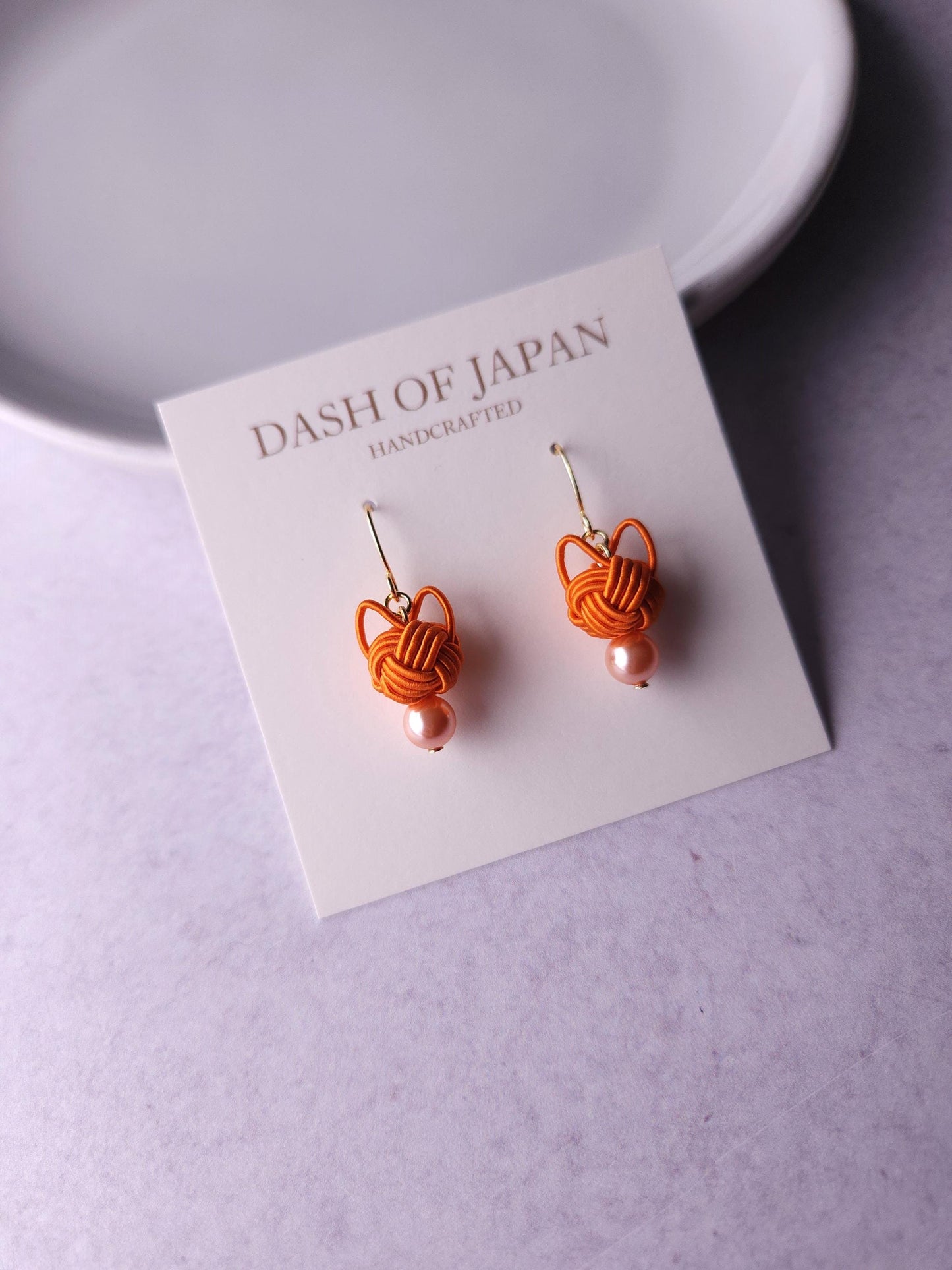 Cat Head Earrings - Orange
