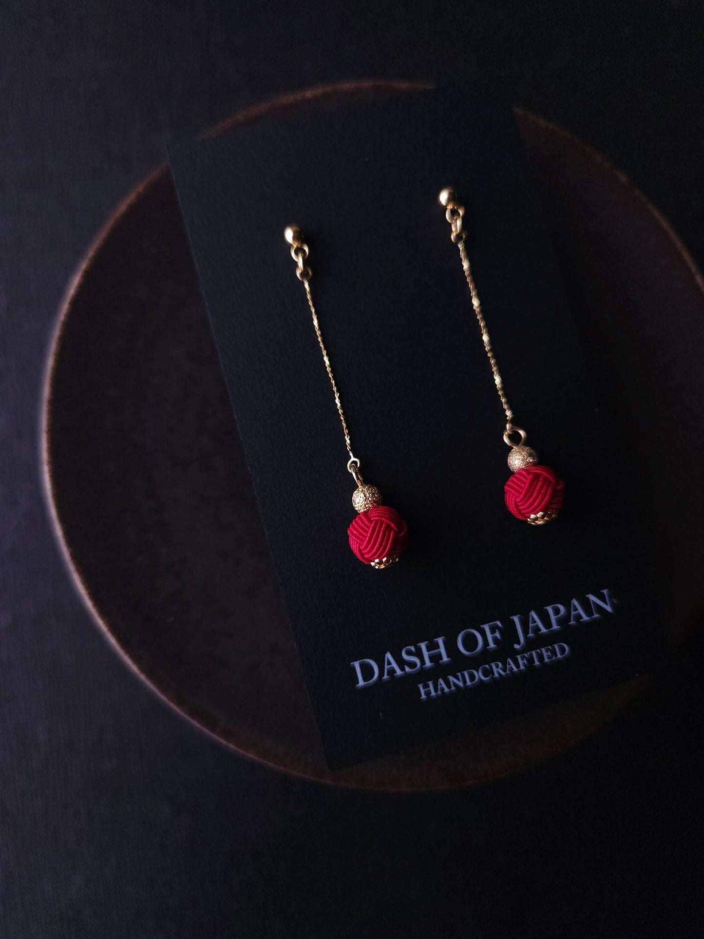 Long Drop Earrings - Deep Red
