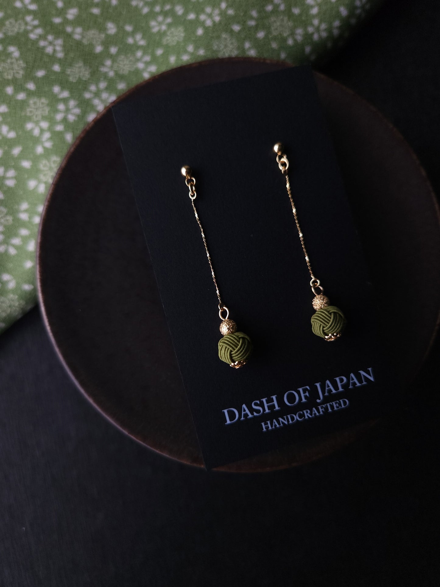 Long Drop Earrings - Matcha Green
