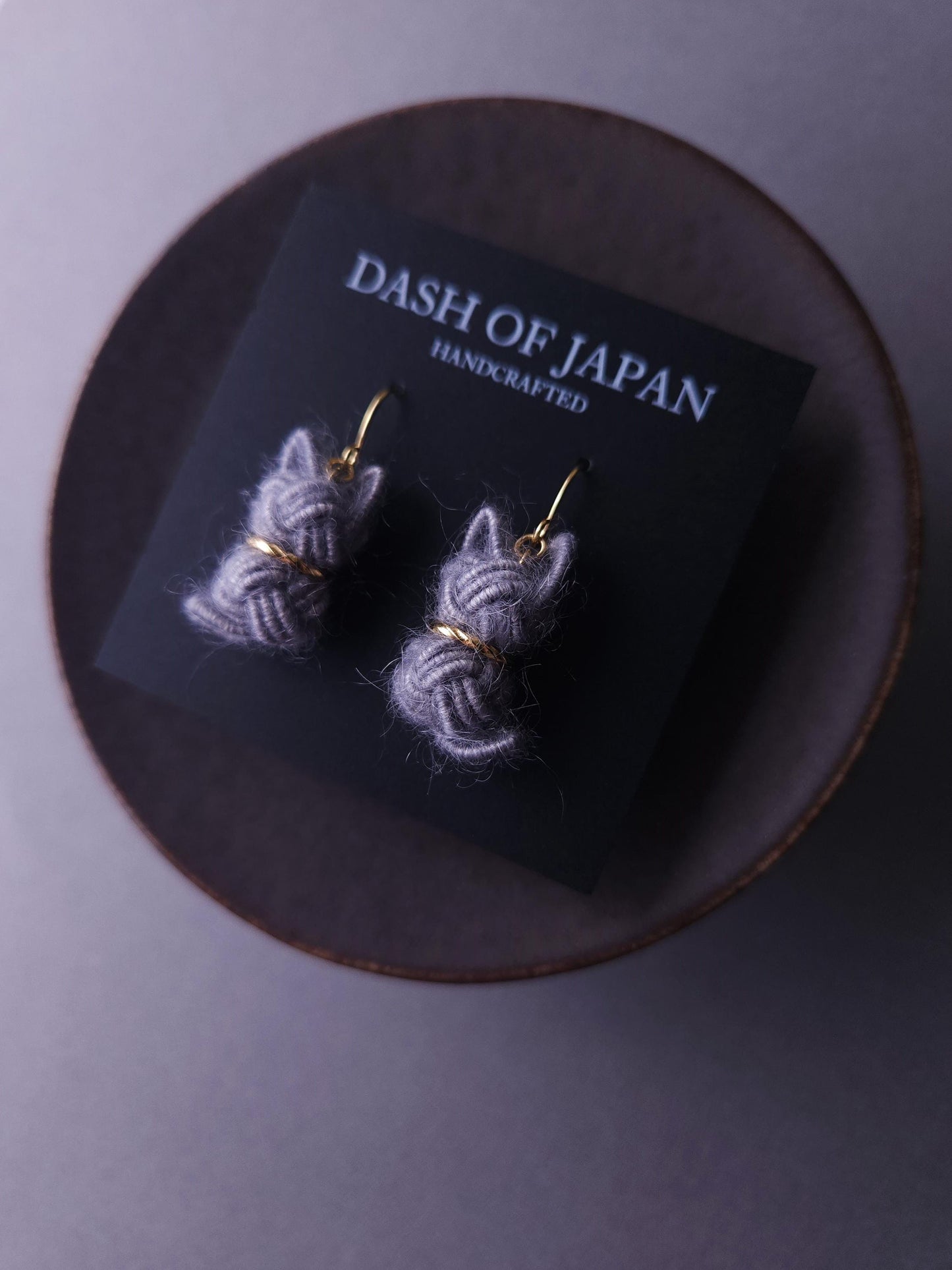 Fluffy Cat Earrings - Gray