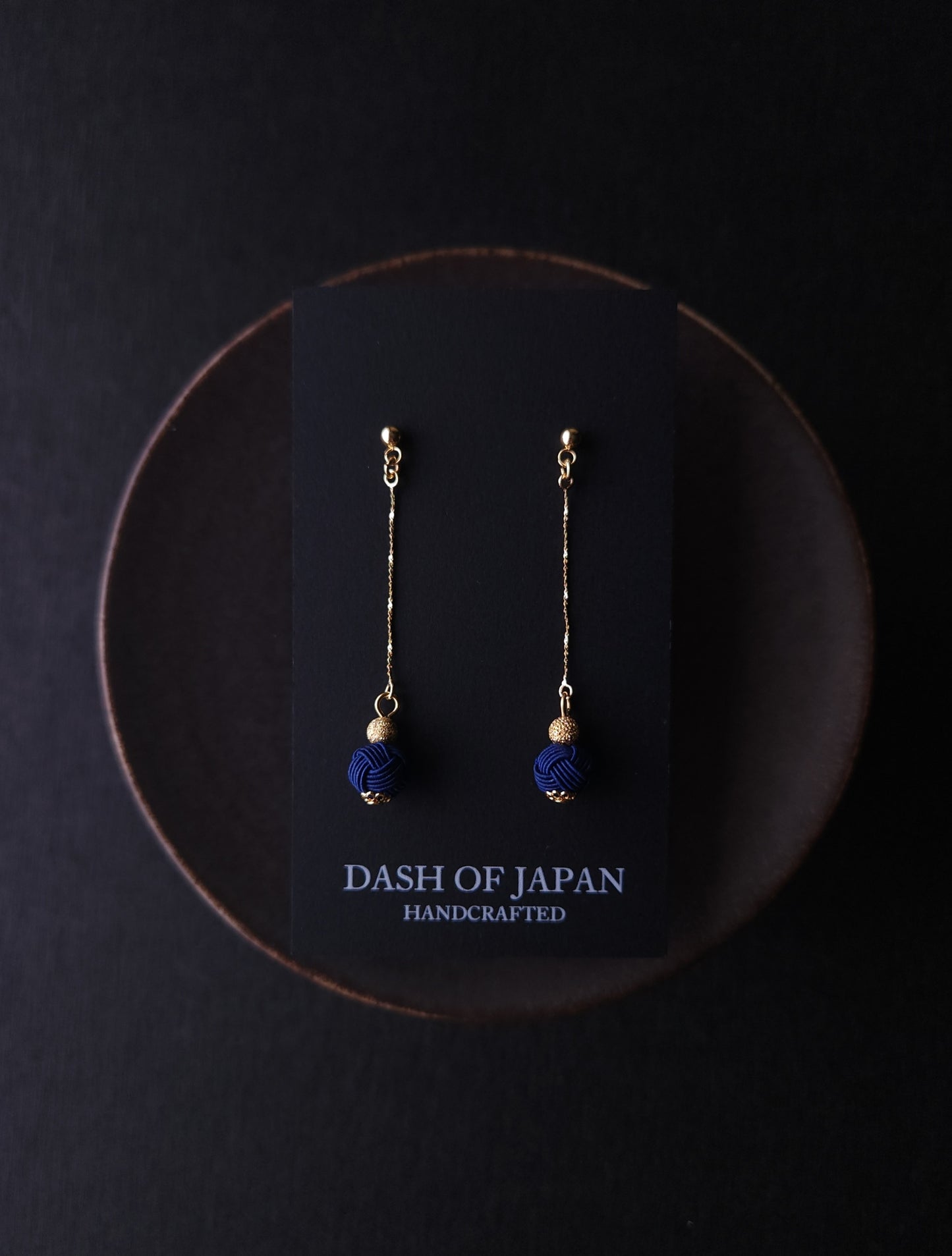 Long Drop Earrings - Dark Blue