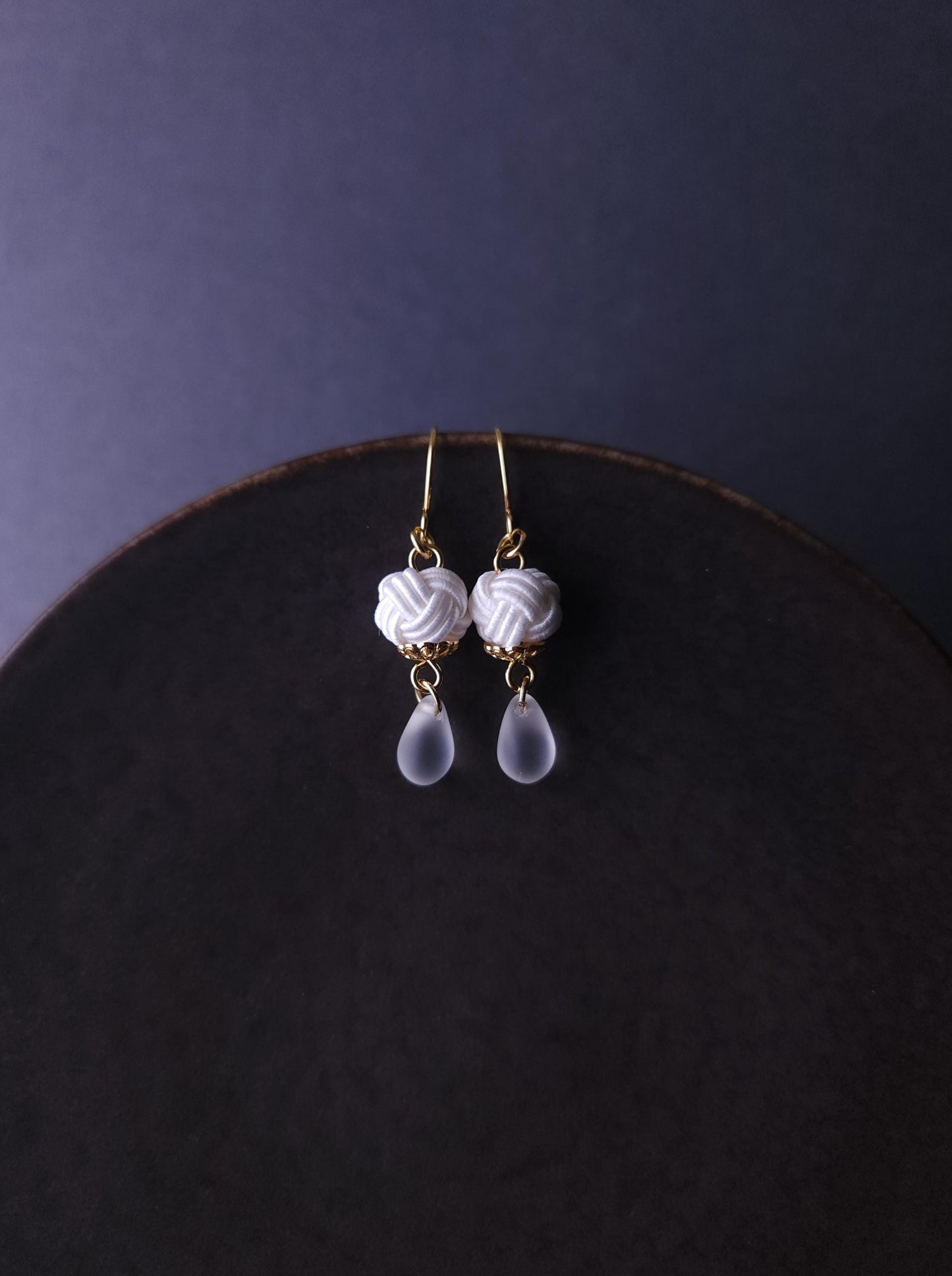 Simple Drop Earrings - White