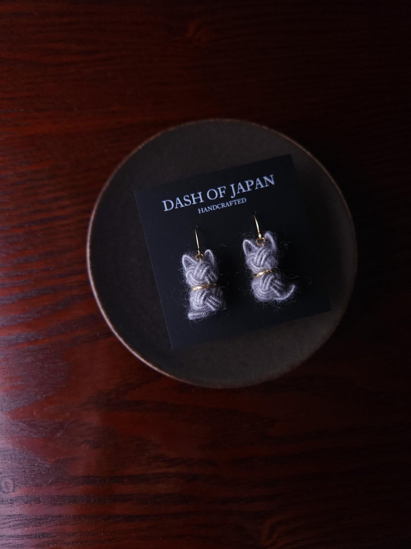 Fluffy Cat Earrings - Gray