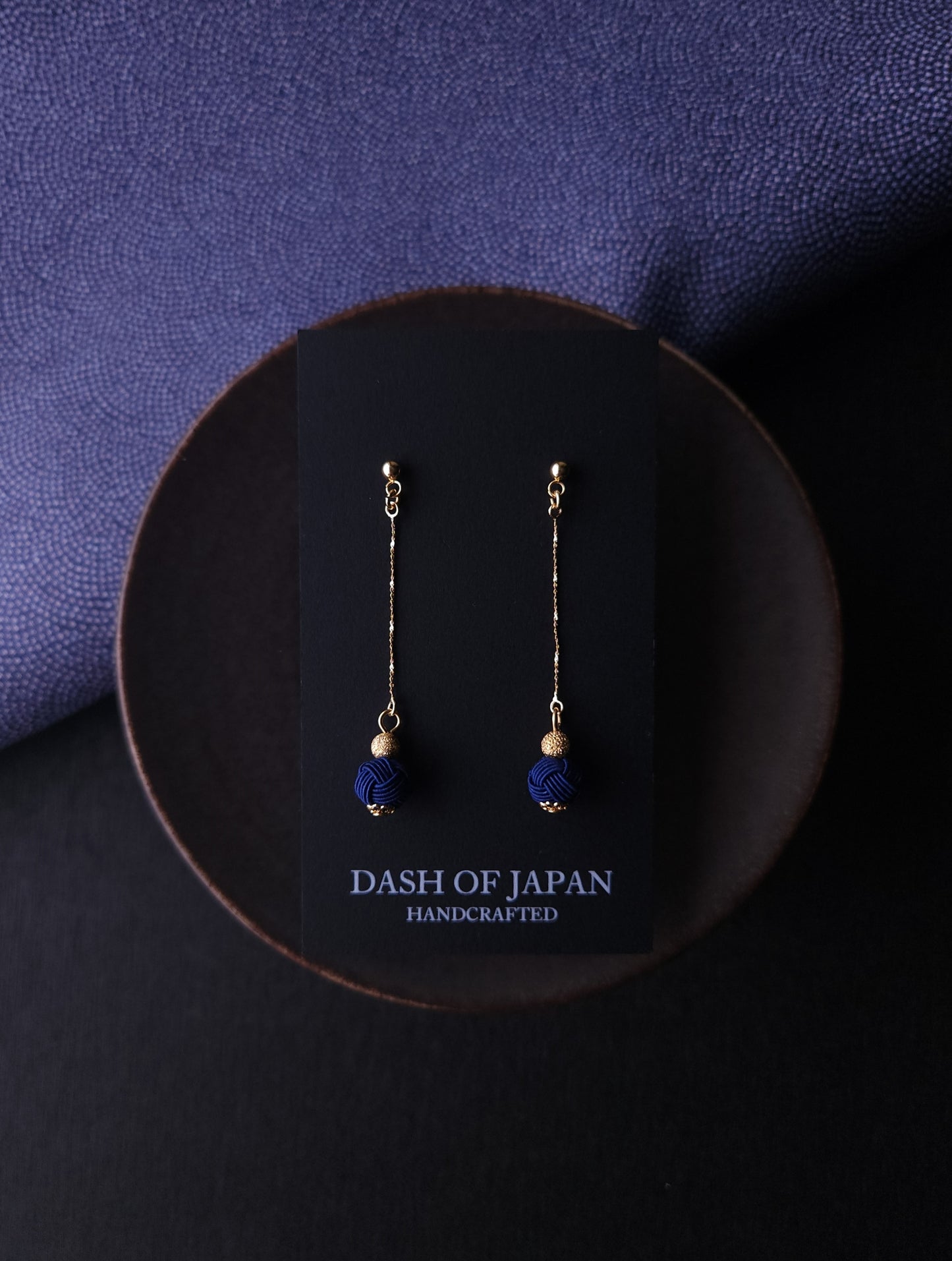 Long Drop Earrings - Dark Blue