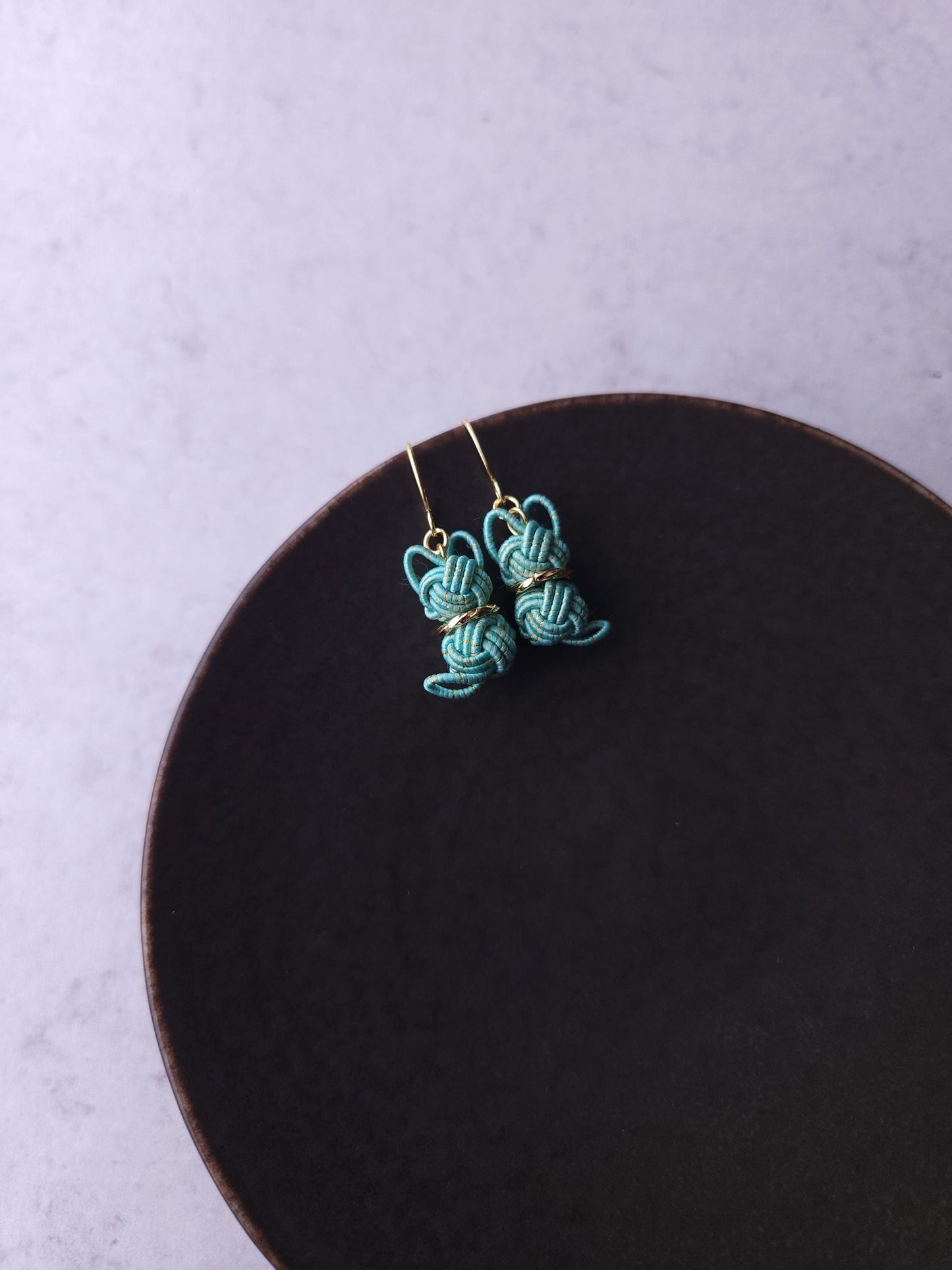 Cat Earrings - Turquoise Blue x Gold