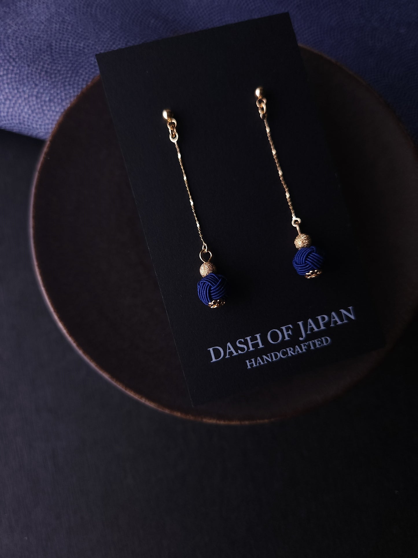 Long Drop Earrings - Dark Blue