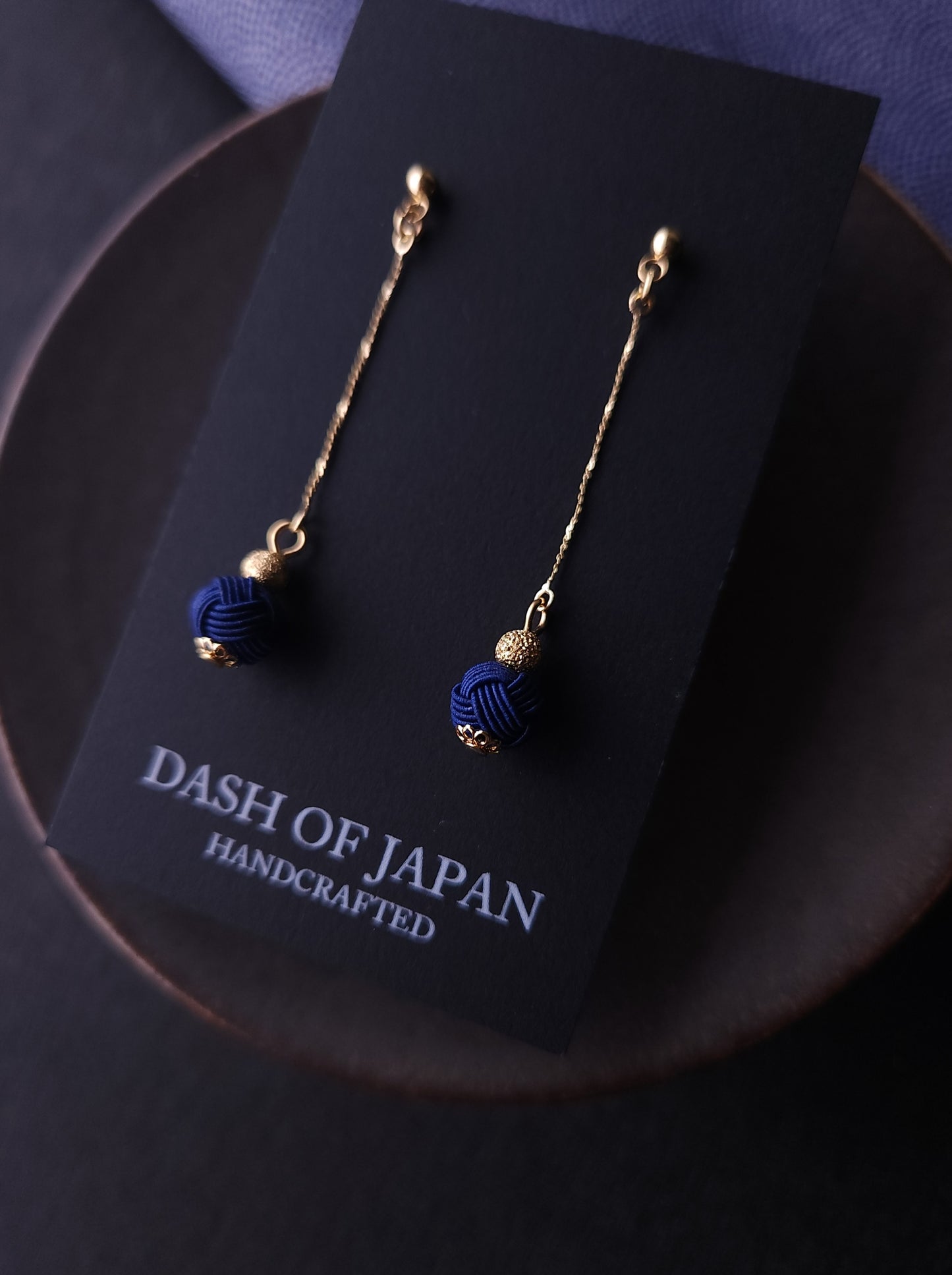 Long Drop Earrings - Dark Blue