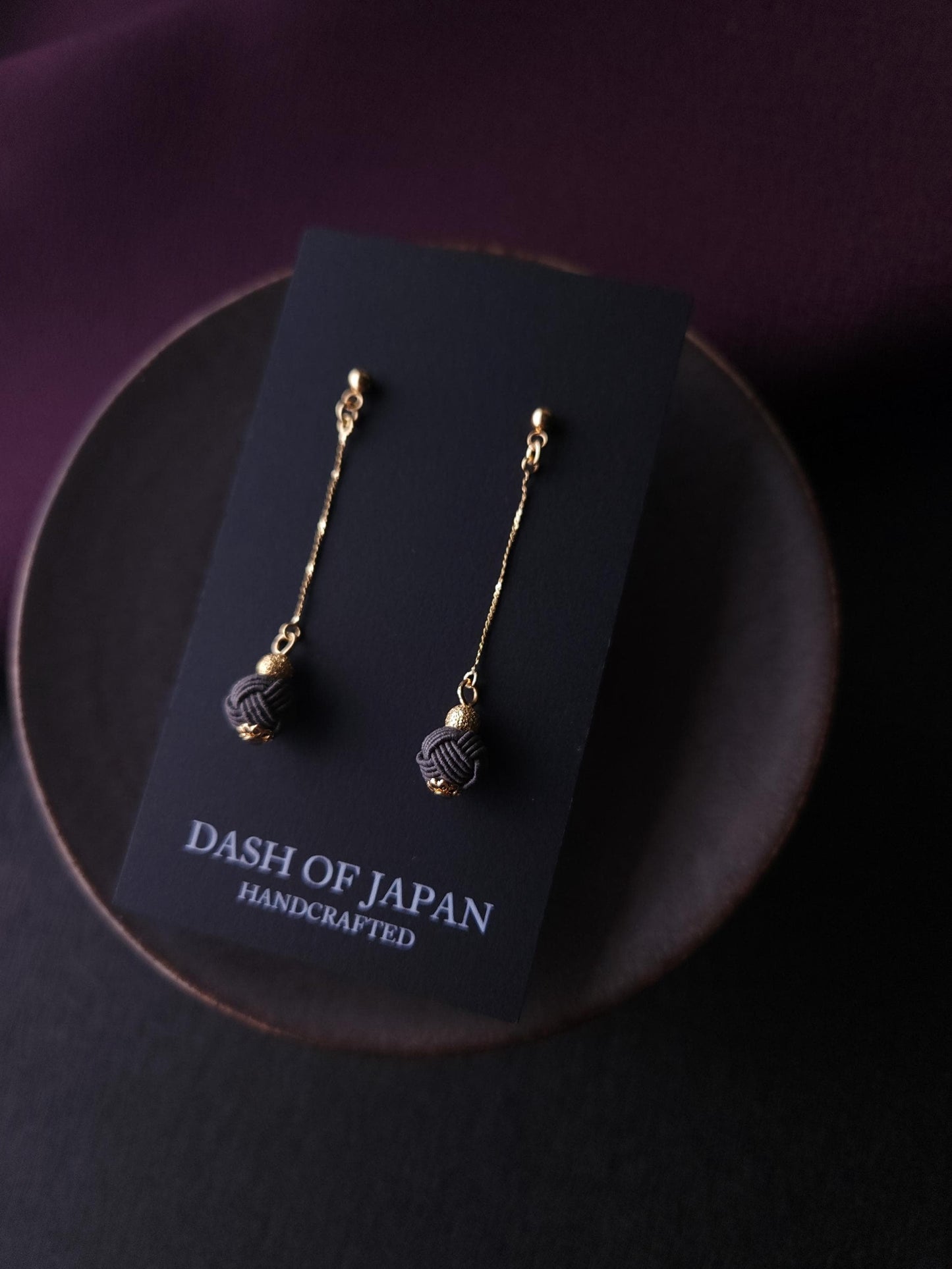 Long Drop Earrings - Charcoal Gray