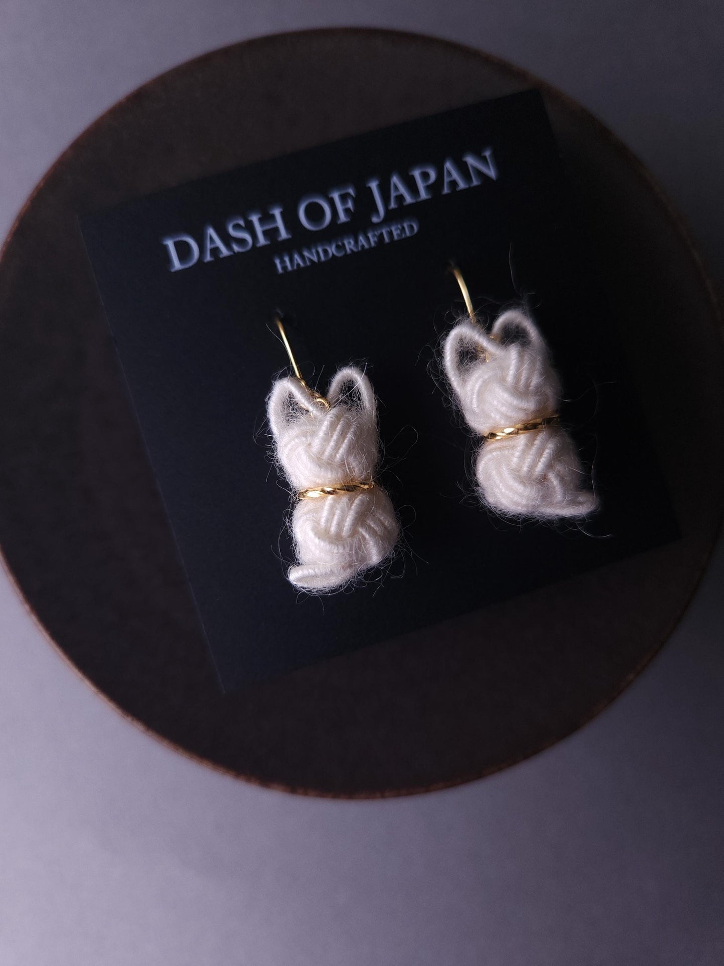 Fluffy Cat Earrings - White