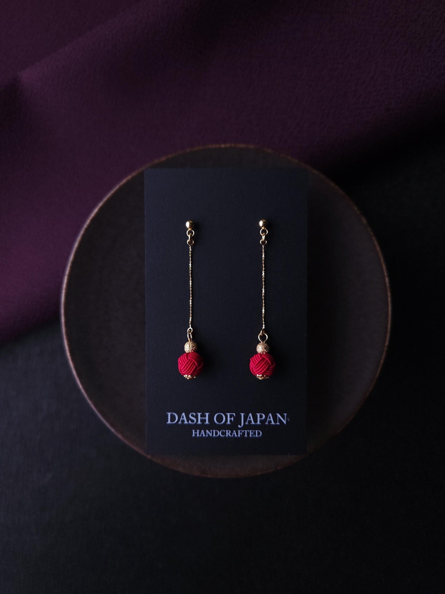 Long Drop Earrings - Deep Red