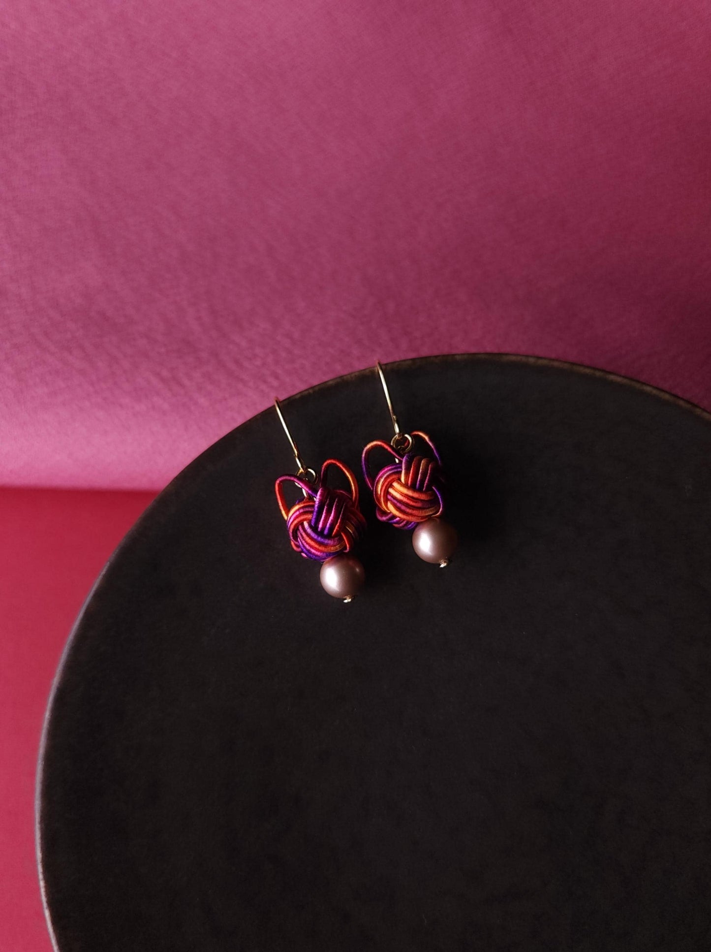 Cat Head Earring - Purple Orange