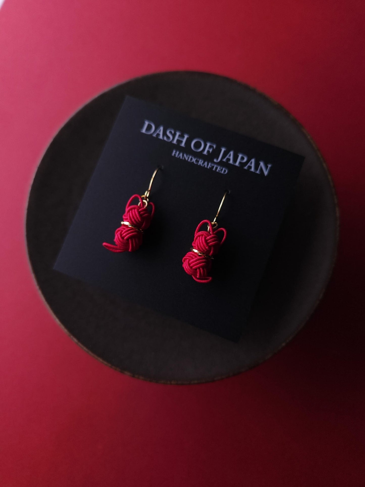 Cat Earrings -Dark Red