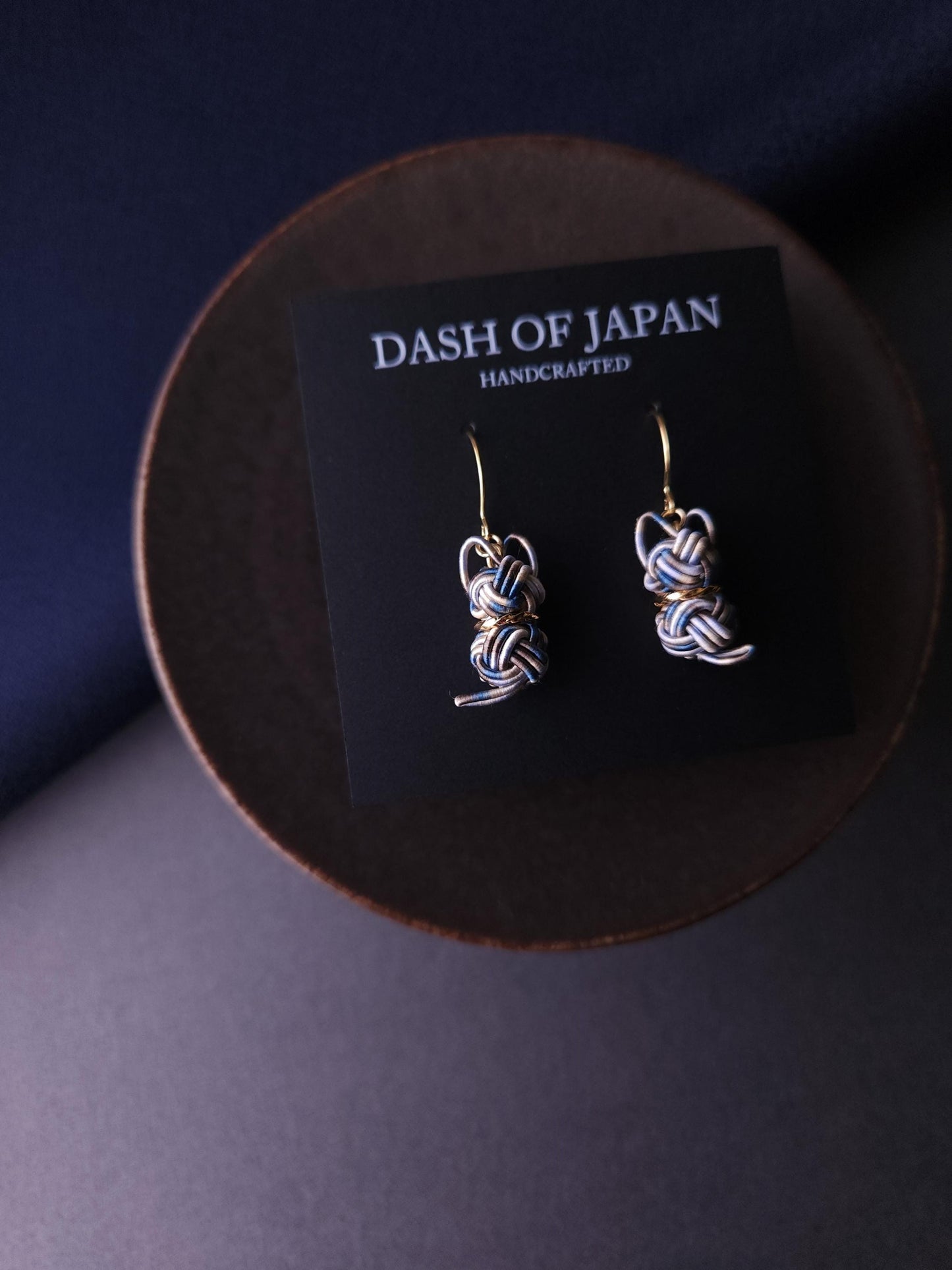 Cat Earrings - White Blue Brown Mix