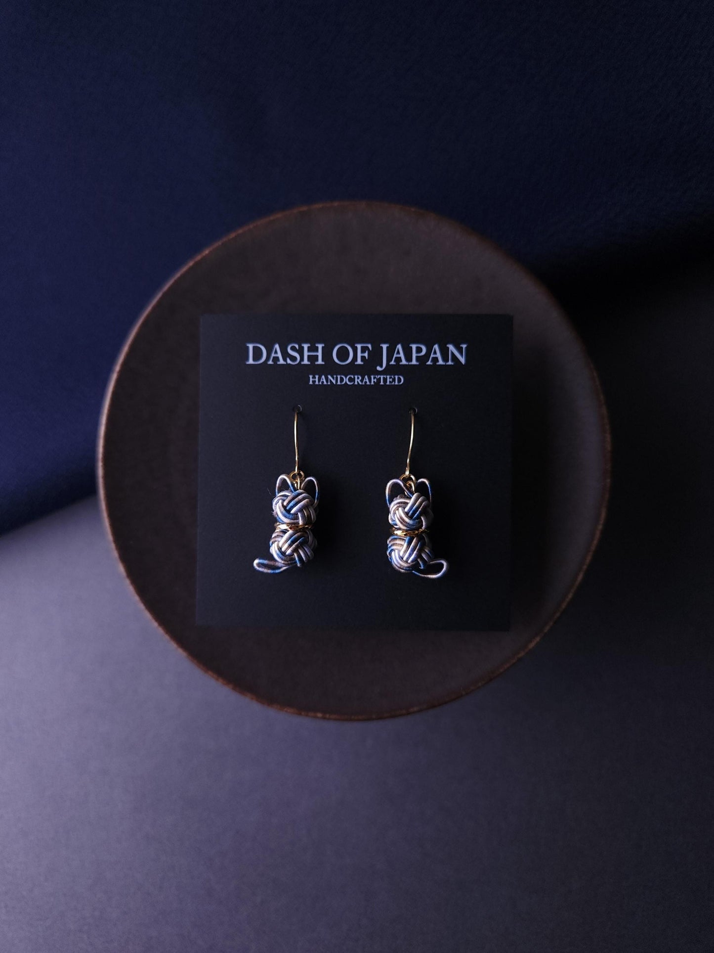 Cat Earrings - White Blue Brown Mix