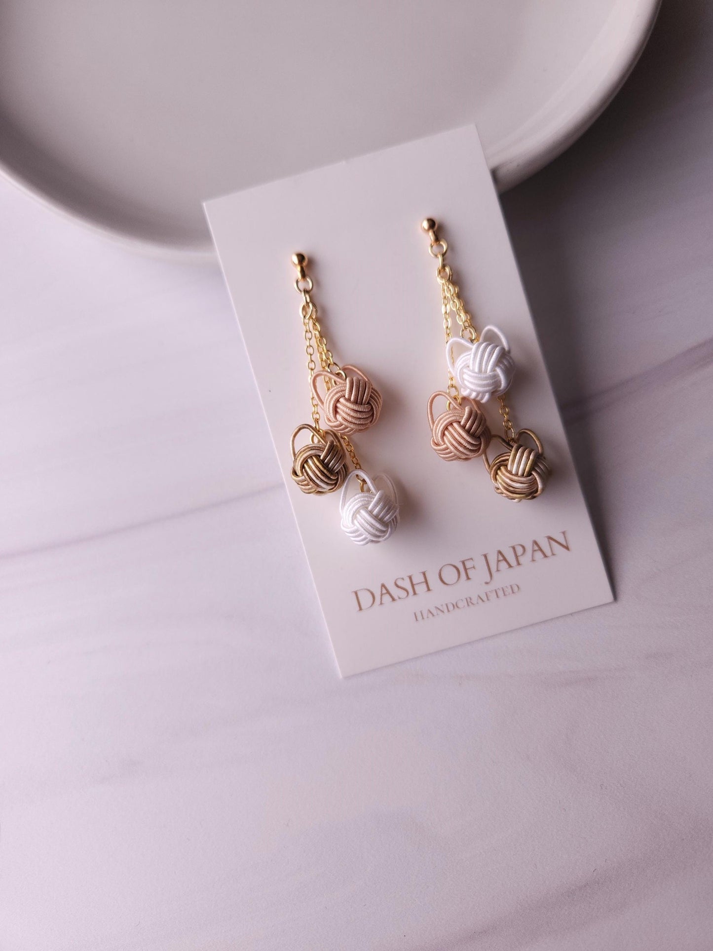 Cat Dangle Earrings - Brown Beige Tabby Cat