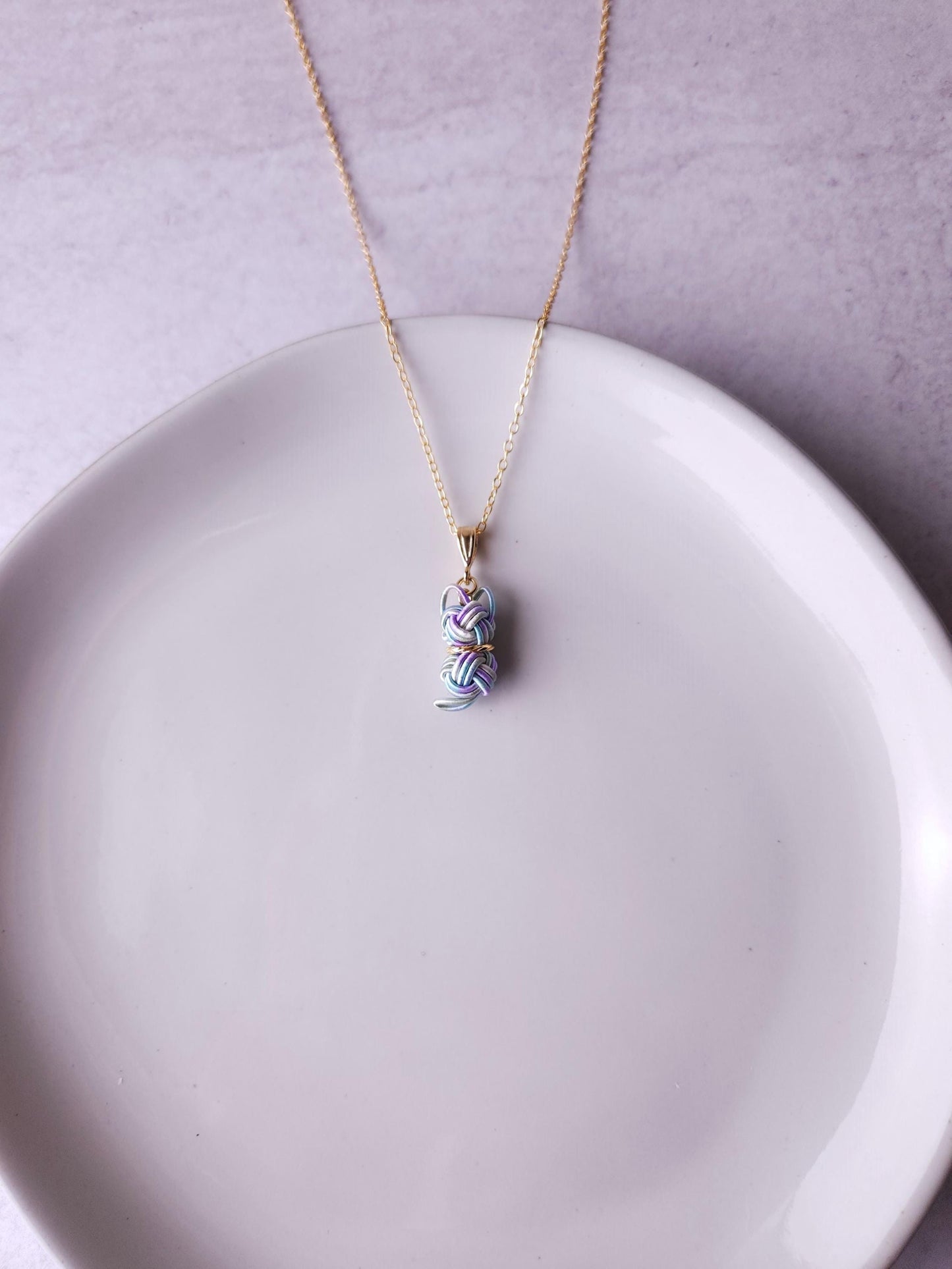 Cat Necklace - Hydrangea Blue
