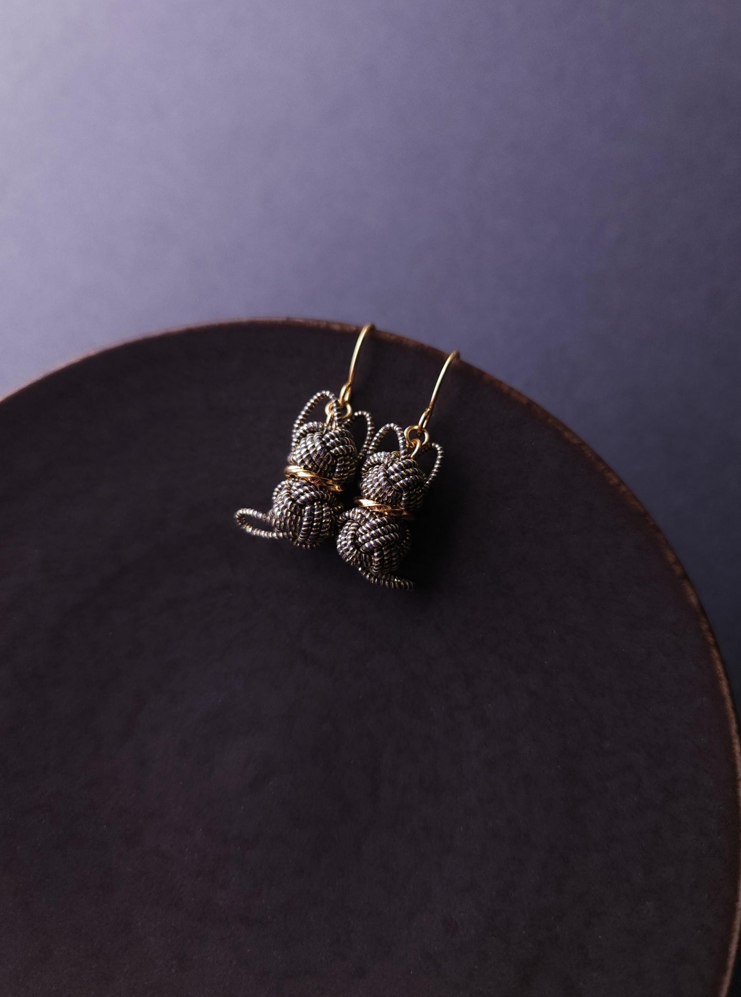 Cat Earrings - Black Gold