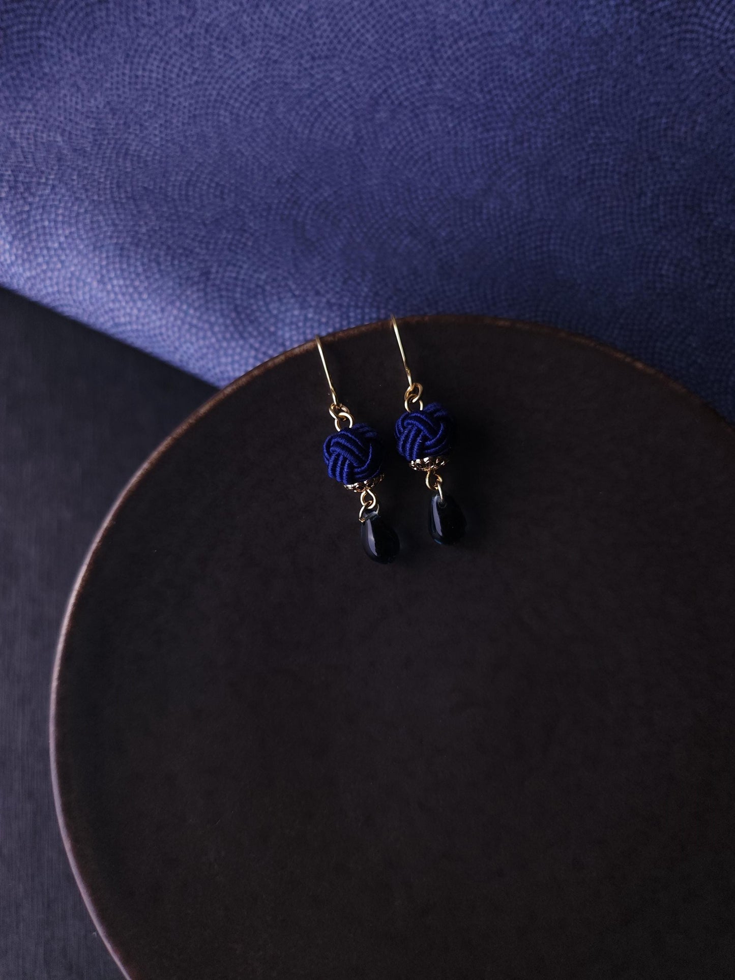 Simple Drop Earrings - Navy Blue