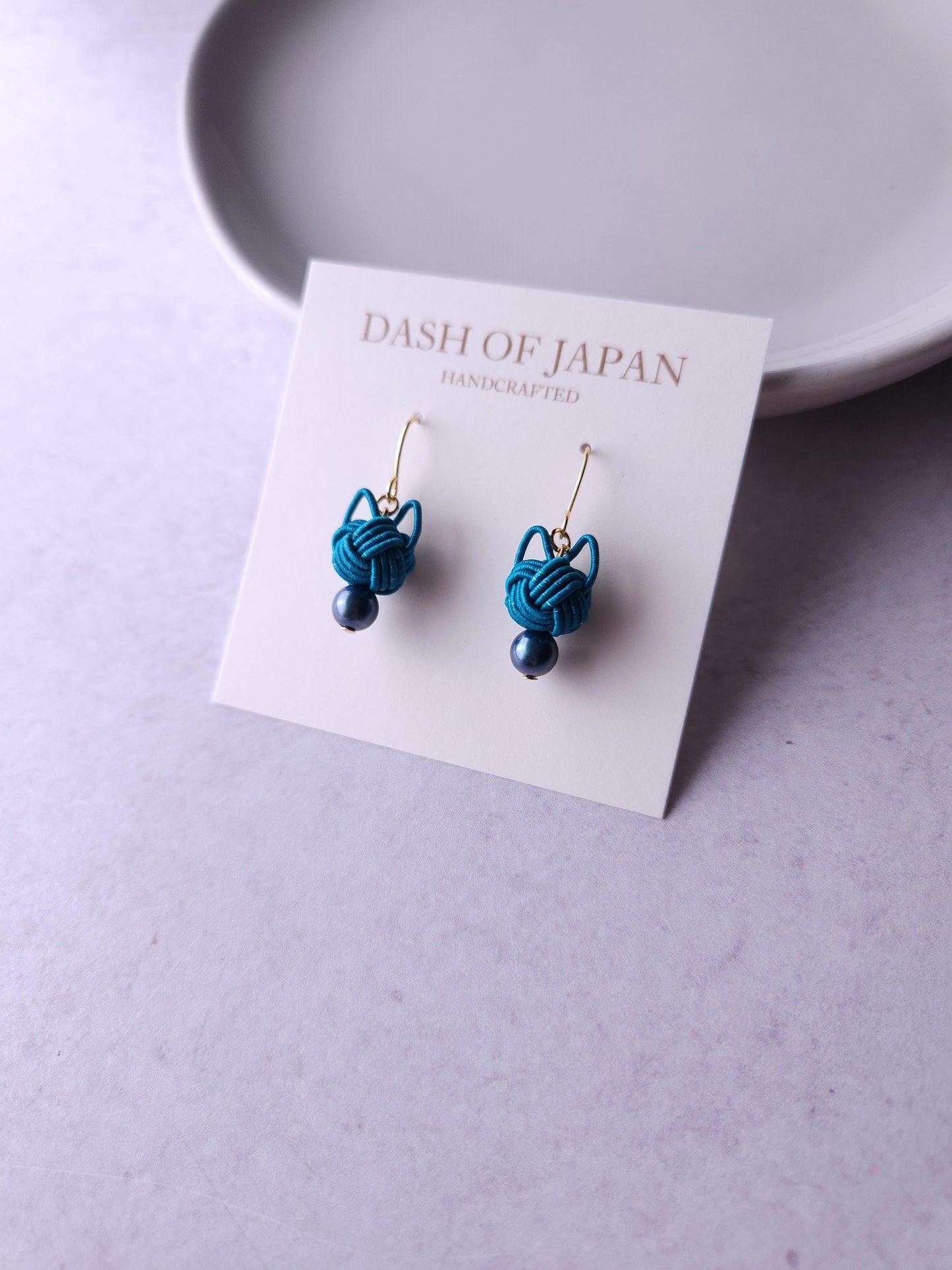 Cat Head Earrings - Peacock Green