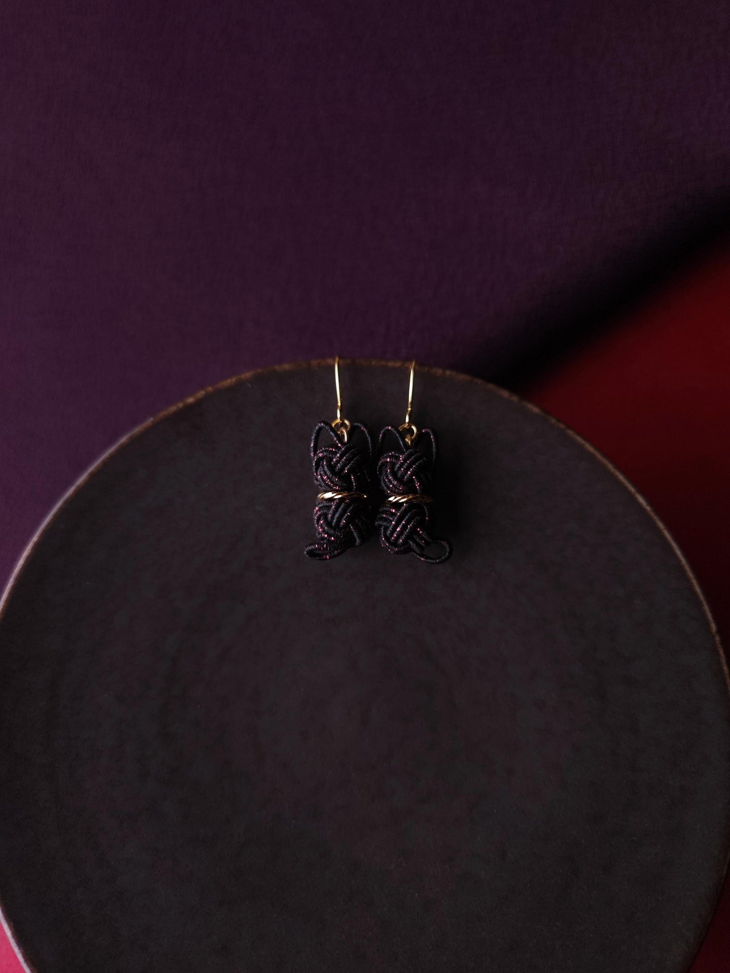 Cat Earrings - Black and Pink